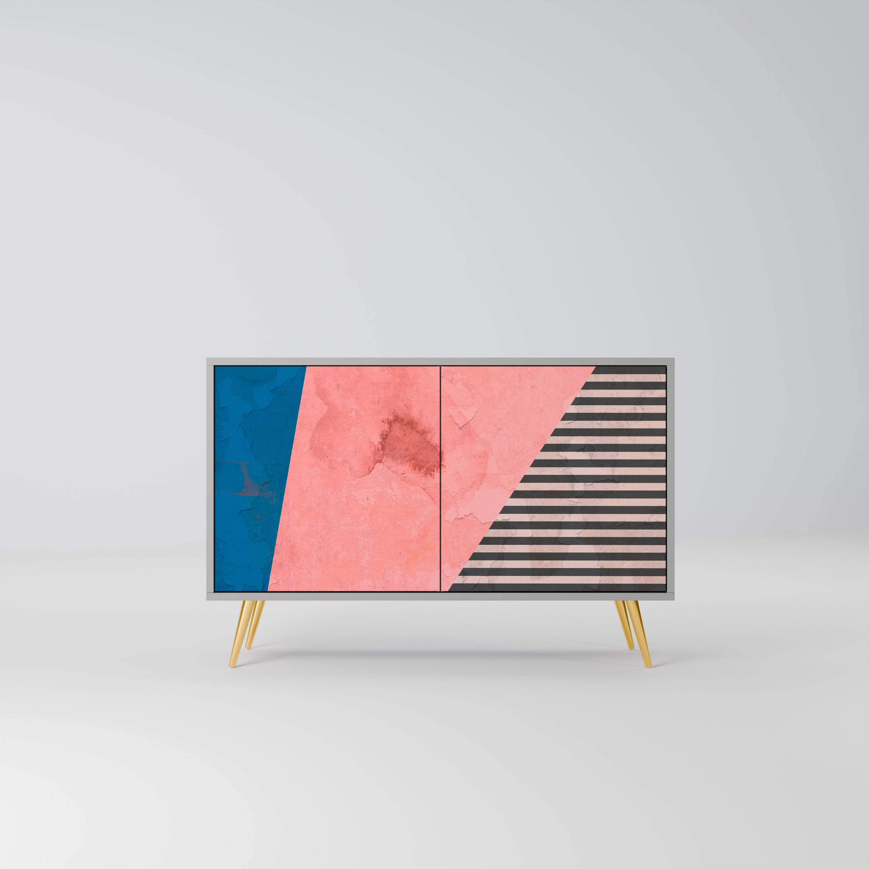 GLAMOROUS STRIPE Sideboard mit 2 Türen in Grau