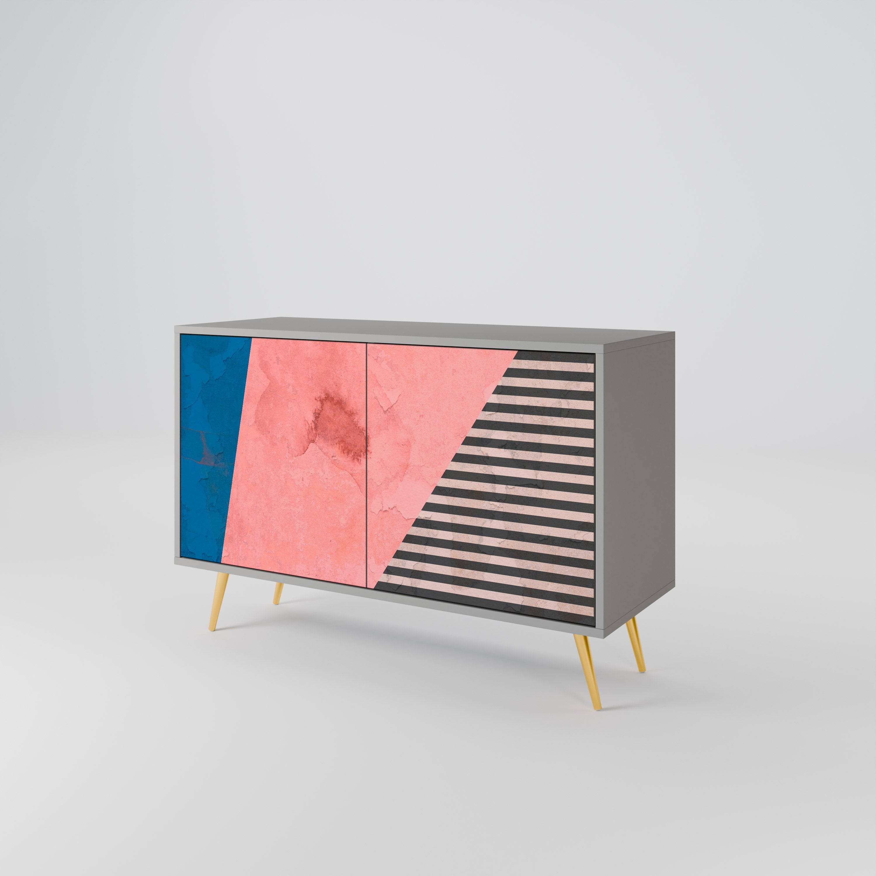 GLAMOROUS STRIPE Sideboard mit 2 Türen in Grau