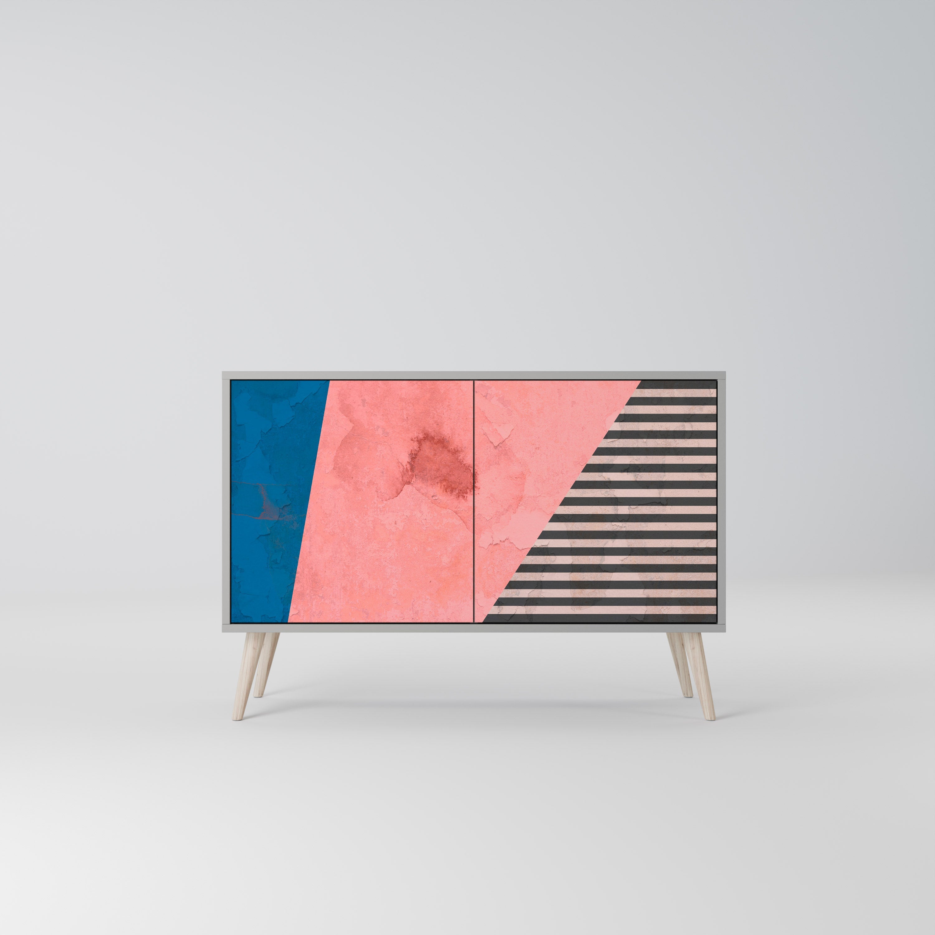 GLAMOROUS STRIPE Sideboard mit 2 Türen in Grau