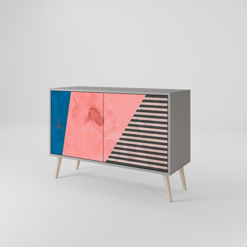 GLAMOROUS STRIPE Sideboard mit 2 Türen in Grau