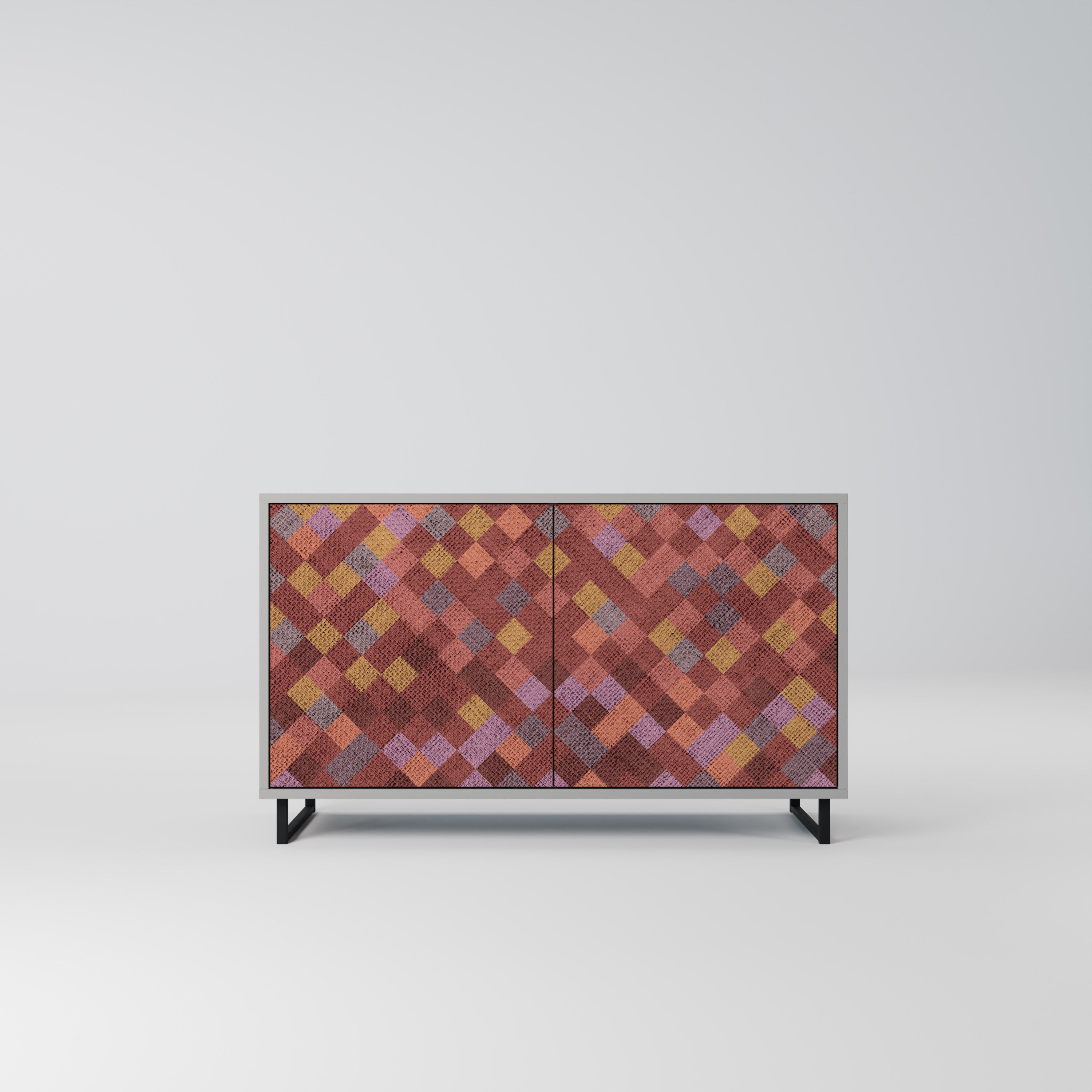 PAINTED SQUARES Sideboard mit 2 Türen in Grau