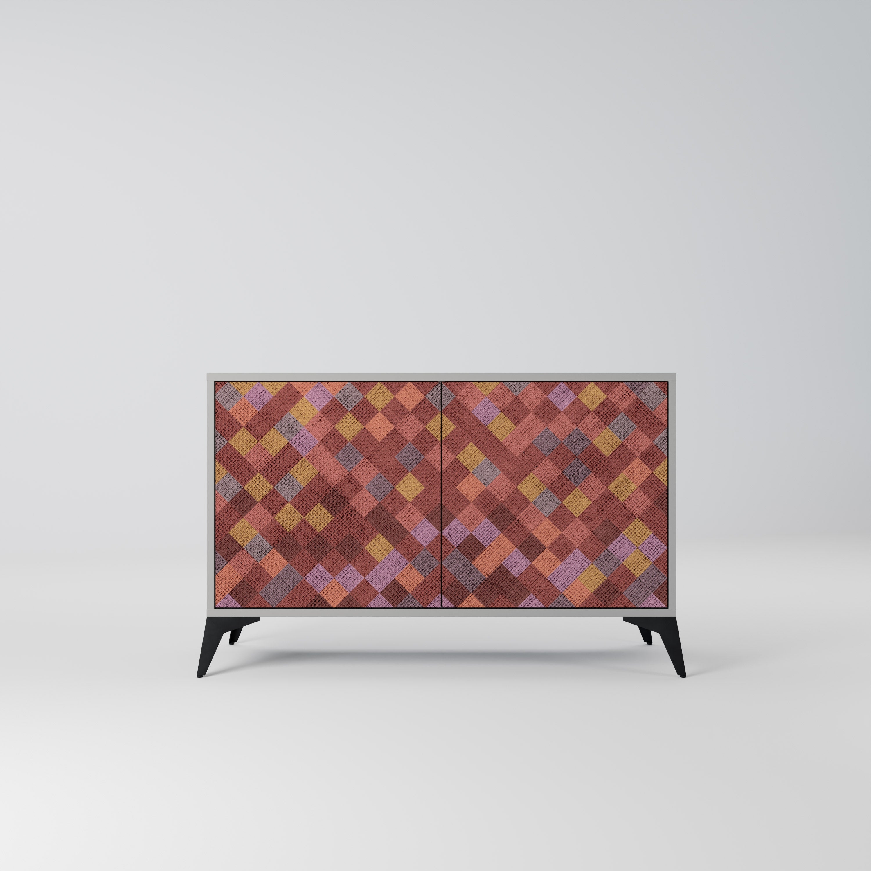 PAINTED SQUARES Sideboard mit 2 Türen in Grau