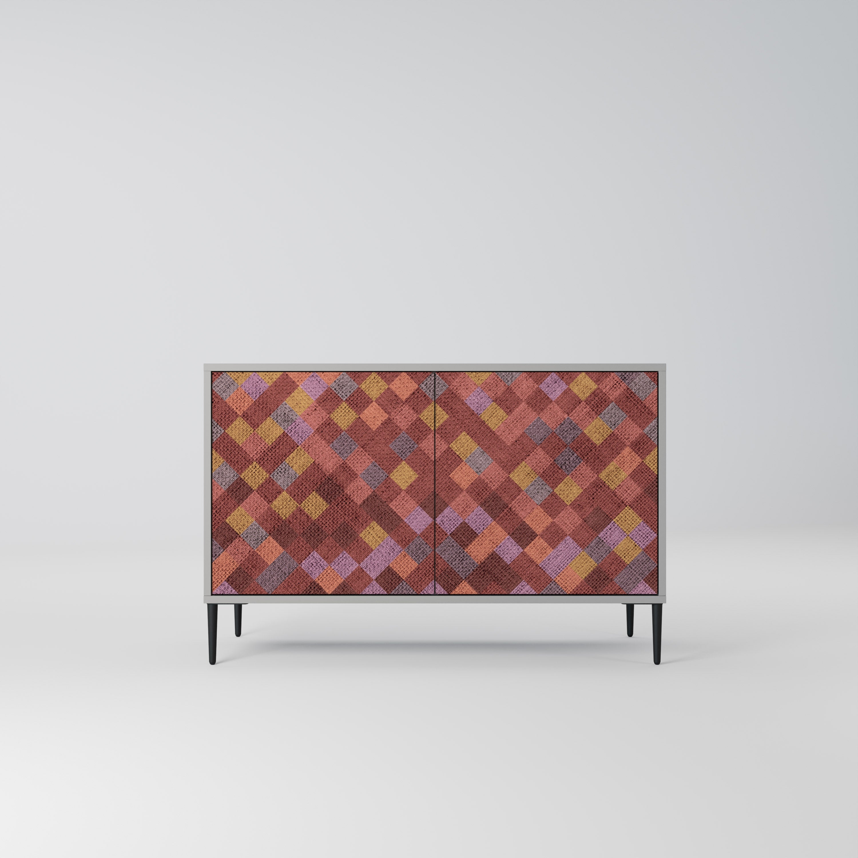 PAINTED SQUARES Sideboard mit 2 Türen in Grau