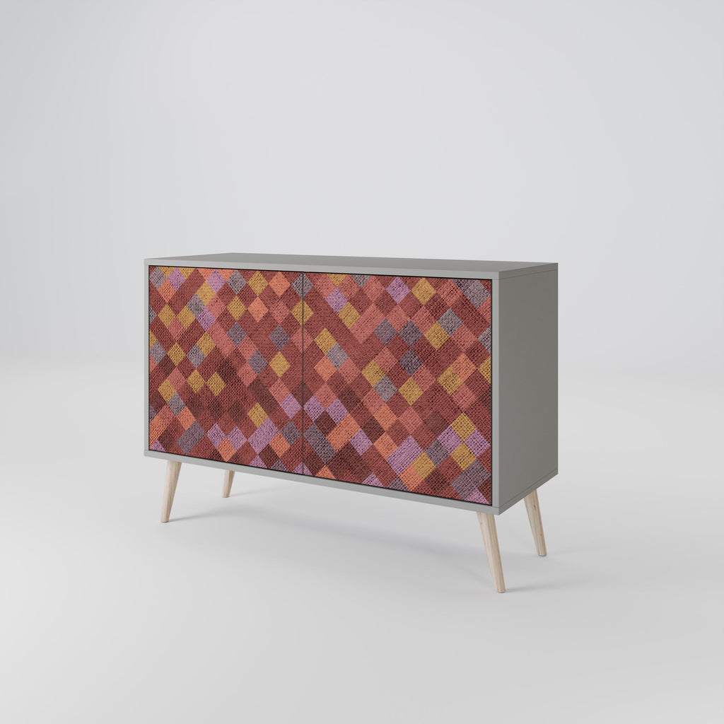PAINTED SQUARES Sideboard mit 2 Türen in Grau