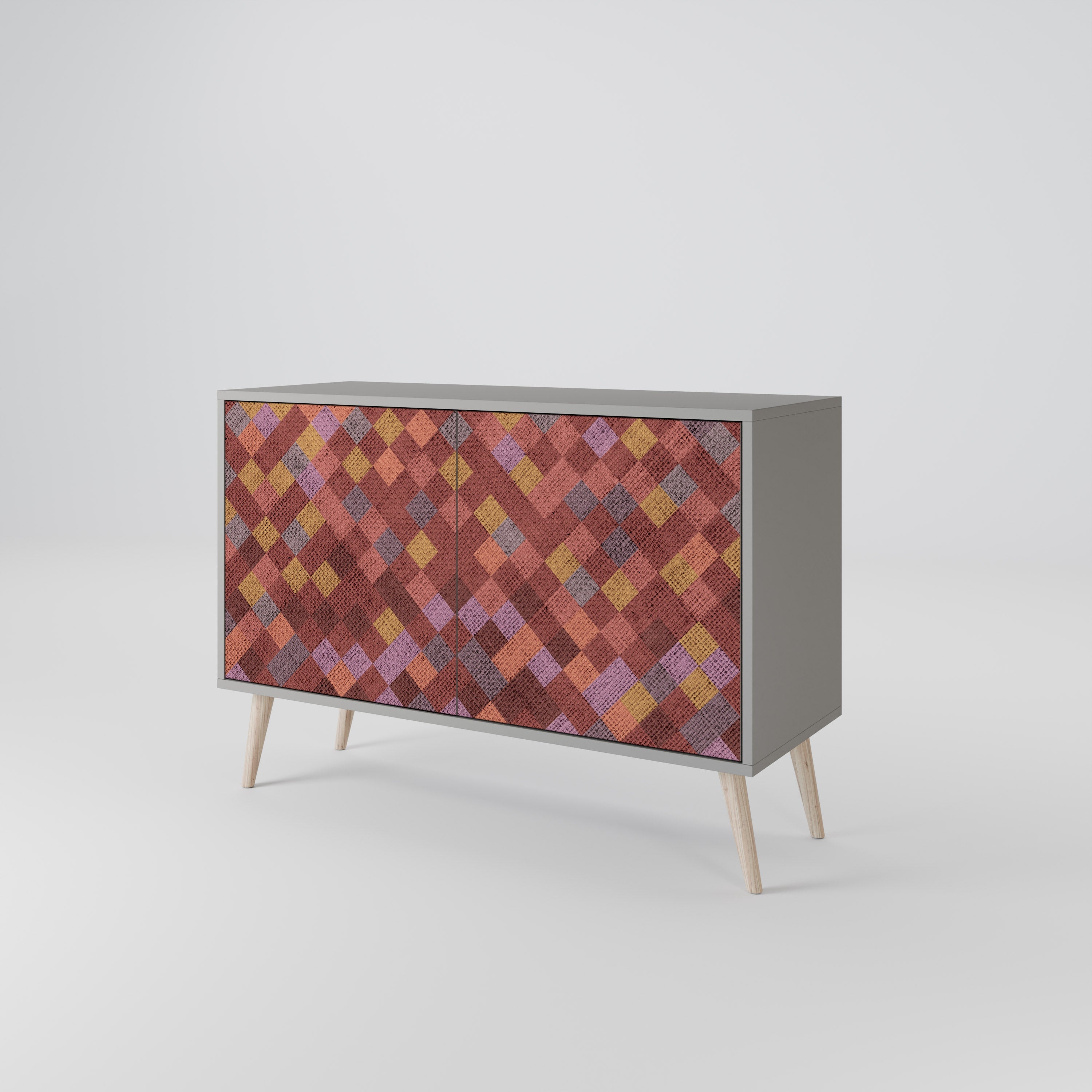 PAINTED SQUARES Sideboard mit 2 Türen in Grau
