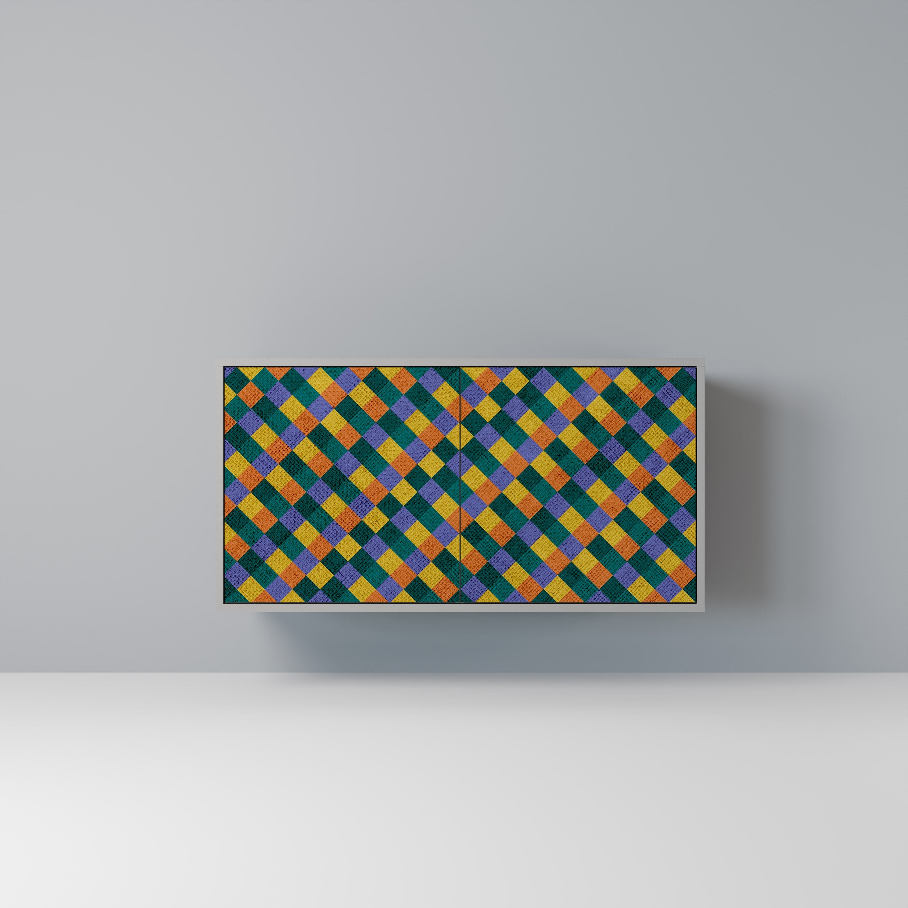 PAINTED SQUARES MIX Sideboard mit 2 Türen in Grau