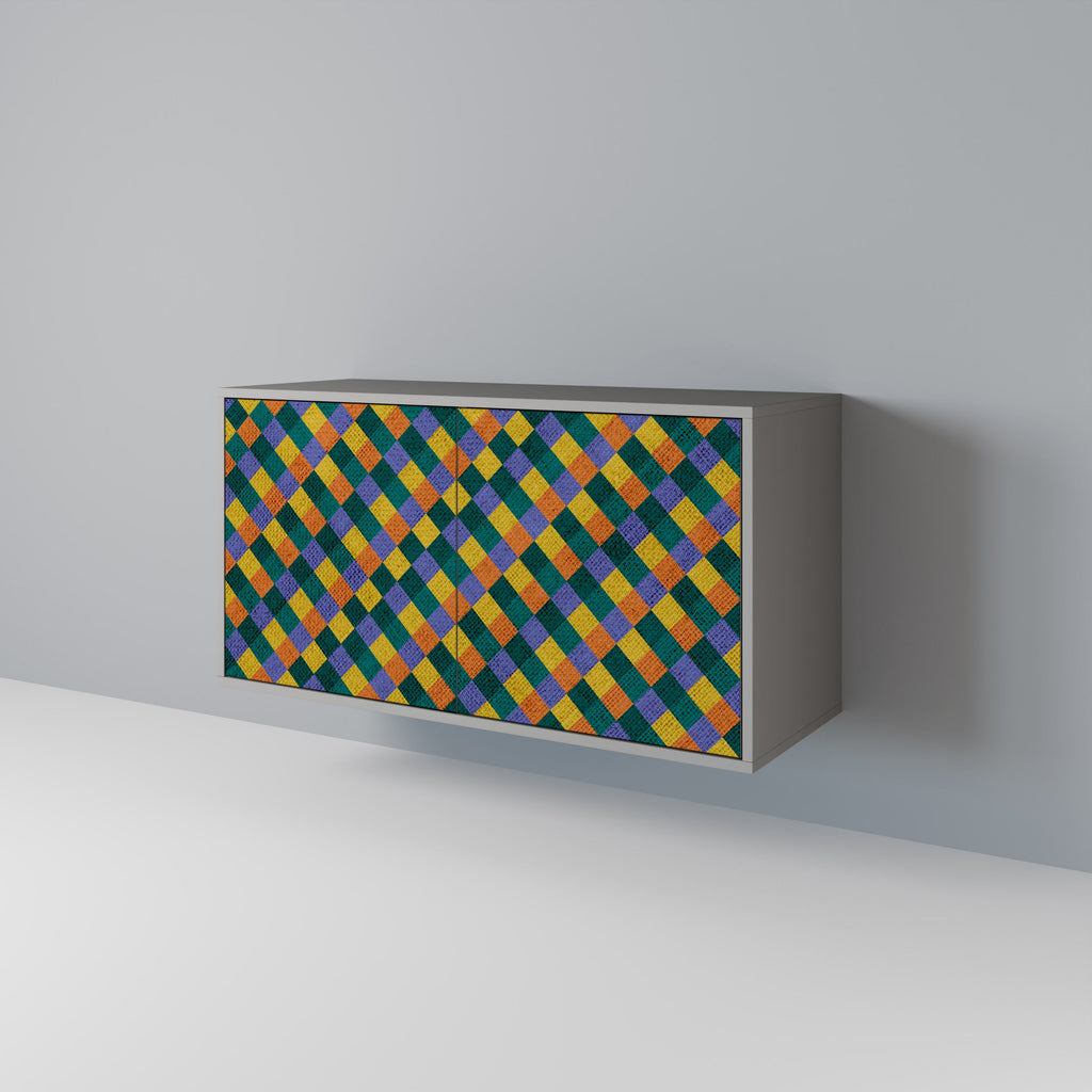 PAINTED SQUARES MIX Sideboard mit 2 Türen in Grau