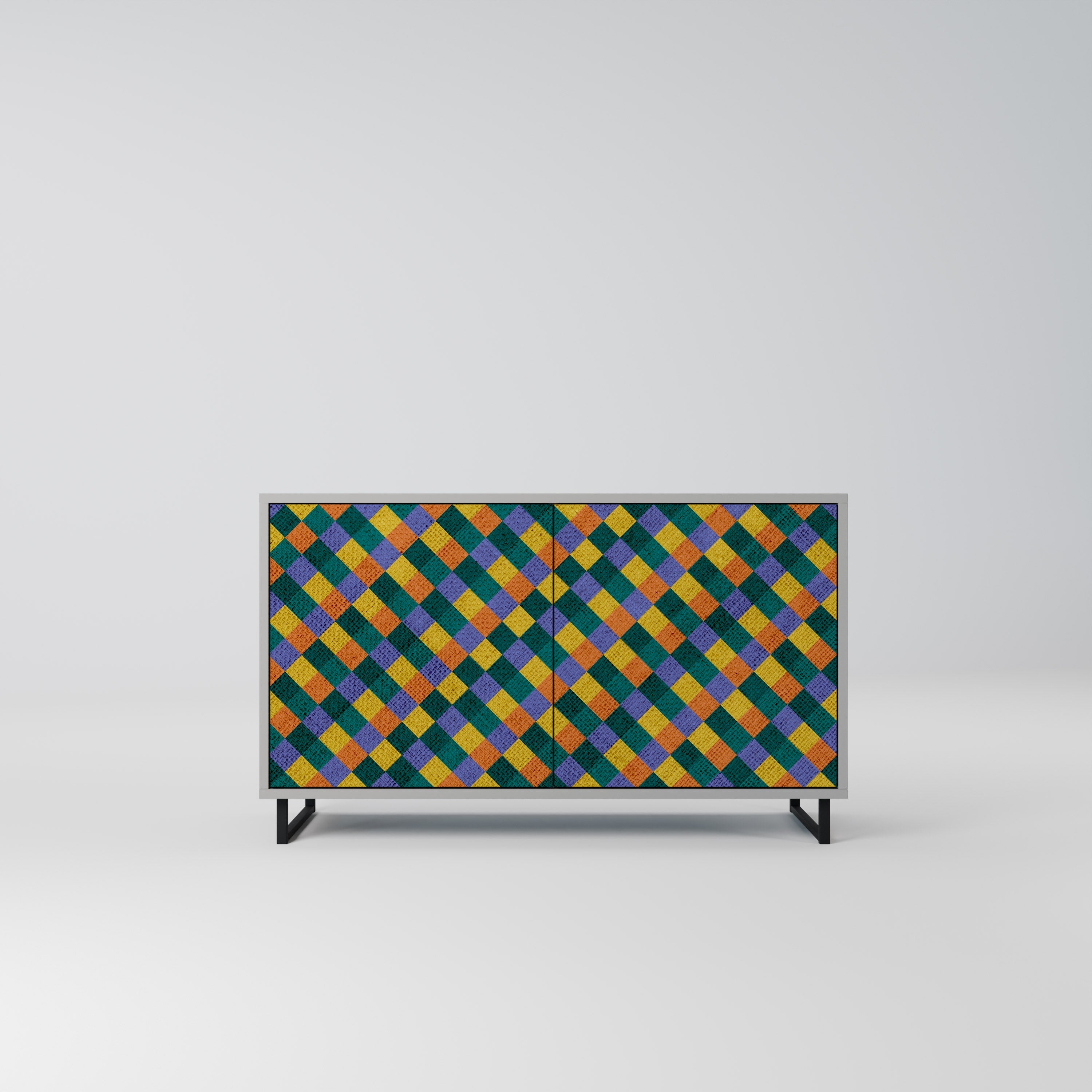 PAINTED SQUARES MIX Sideboard mit 2 Türen in Grau