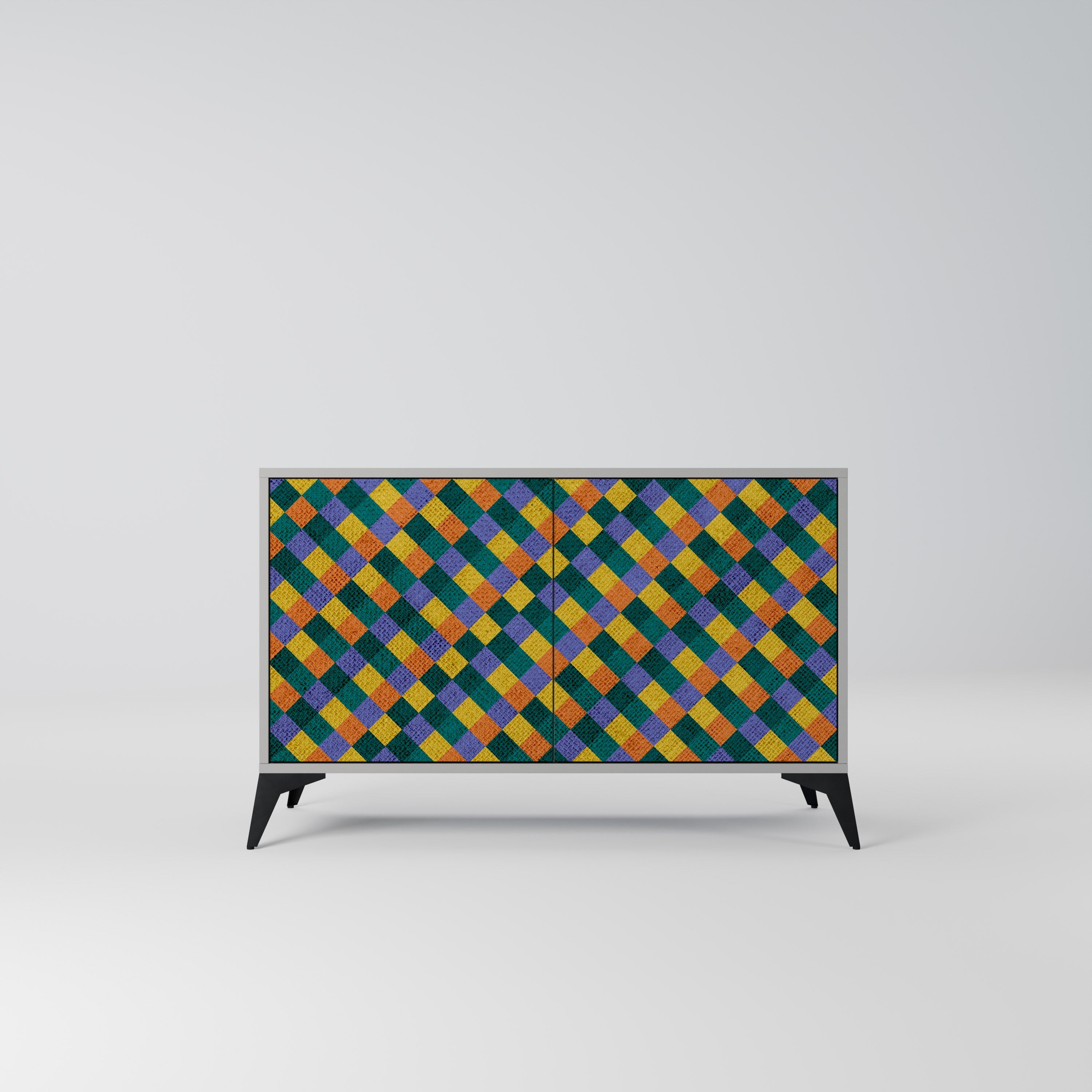 PAINTED SQUARES MIX Sideboard mit 2 Türen in Grau