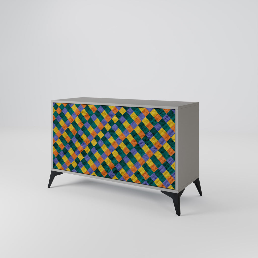 PAINTED SQUARES MIX Sideboard mit 2 Türen in Grau