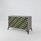 PAINTED SQUARES MIX Sideboard mit 2 Türen in Grau