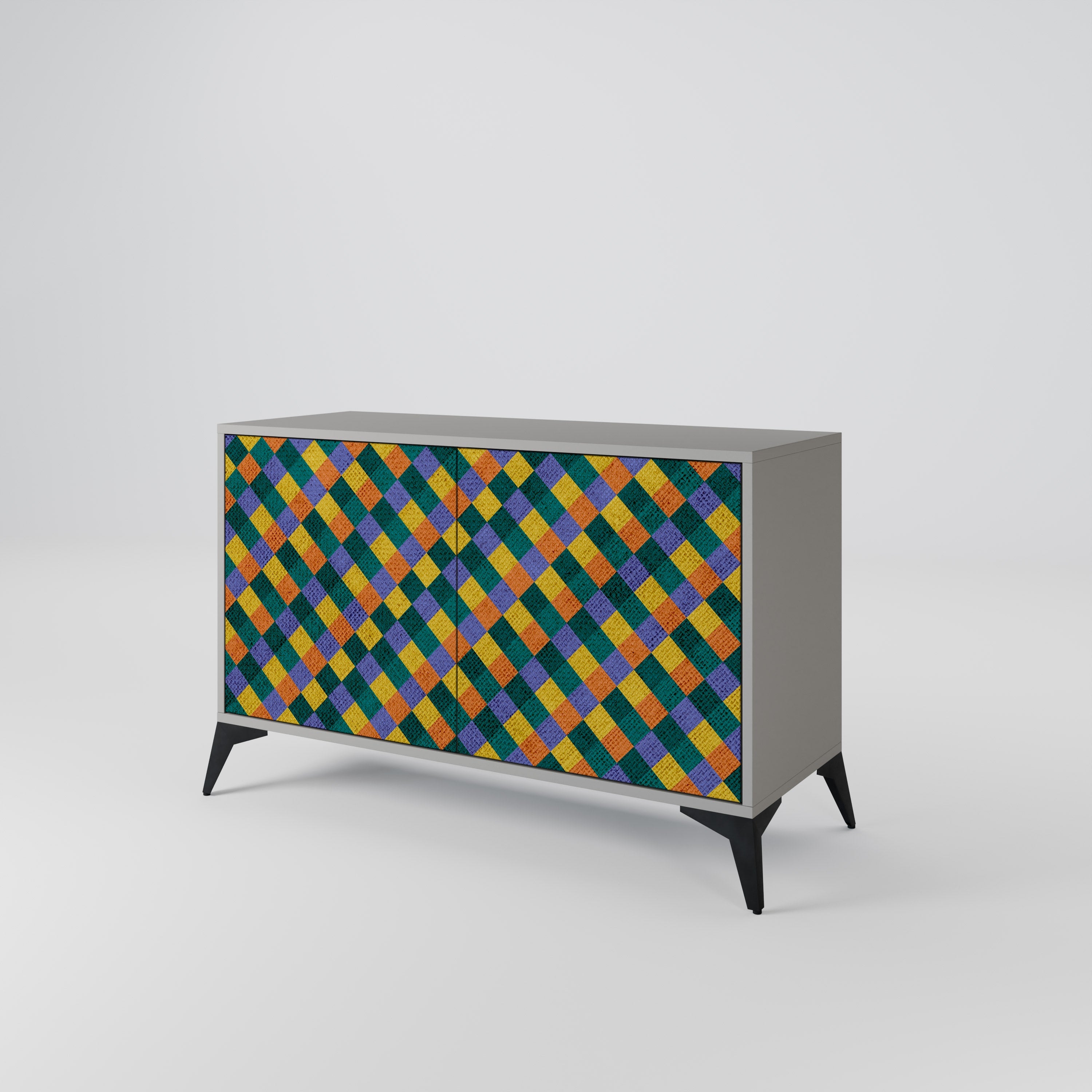 PAINTED SQUARES MIX Sideboard mit 2 Türen in Grau