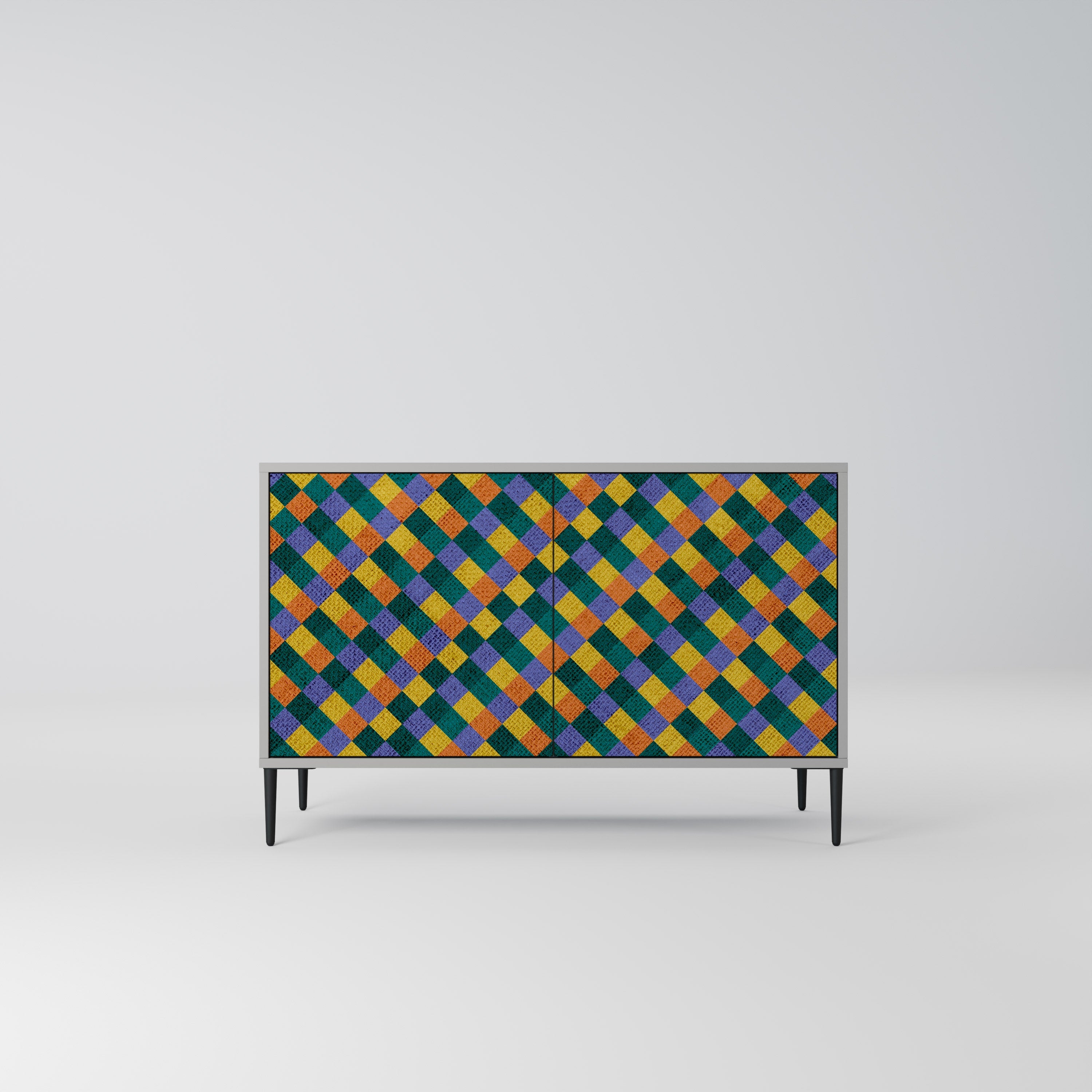 PAINTED SQUARES MIX Sideboard mit 2 Türen in Grau