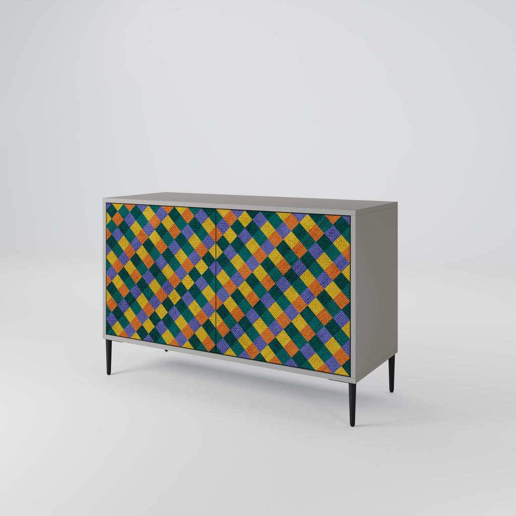 PAINTED SQUARES MIX Sideboard mit 2 Türen in Grau