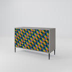PAINTED SQUARES MIX Sideboard mit 2 Türen in Grau