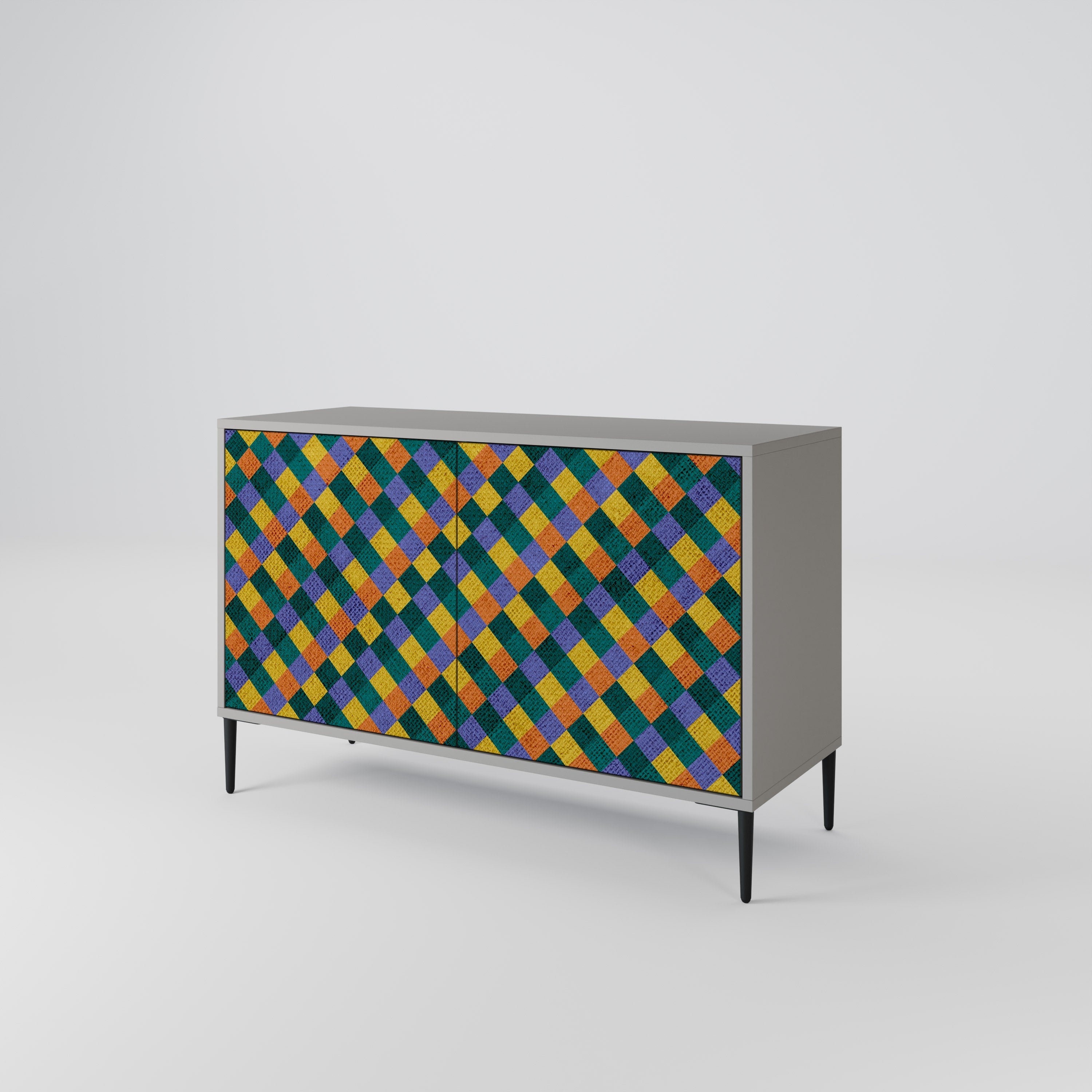 PAINTED SQUARES MIX Sideboard mit 2 Türen in Grau