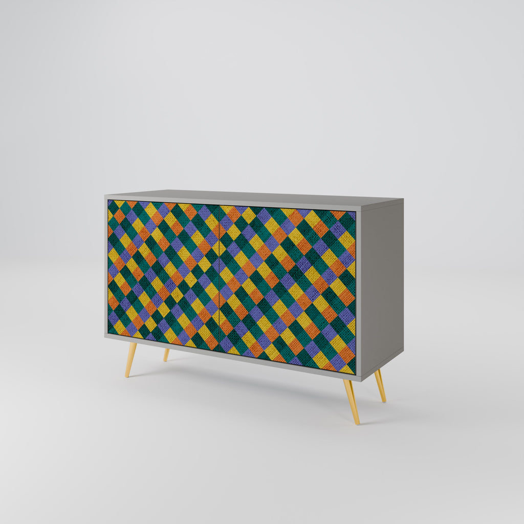 PAINTED SQUARES MIX Sideboard mit 2 Türen in Grau