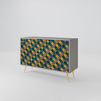 PAINTED SQUARES MIX Sideboard mit 2 Türen in Grau