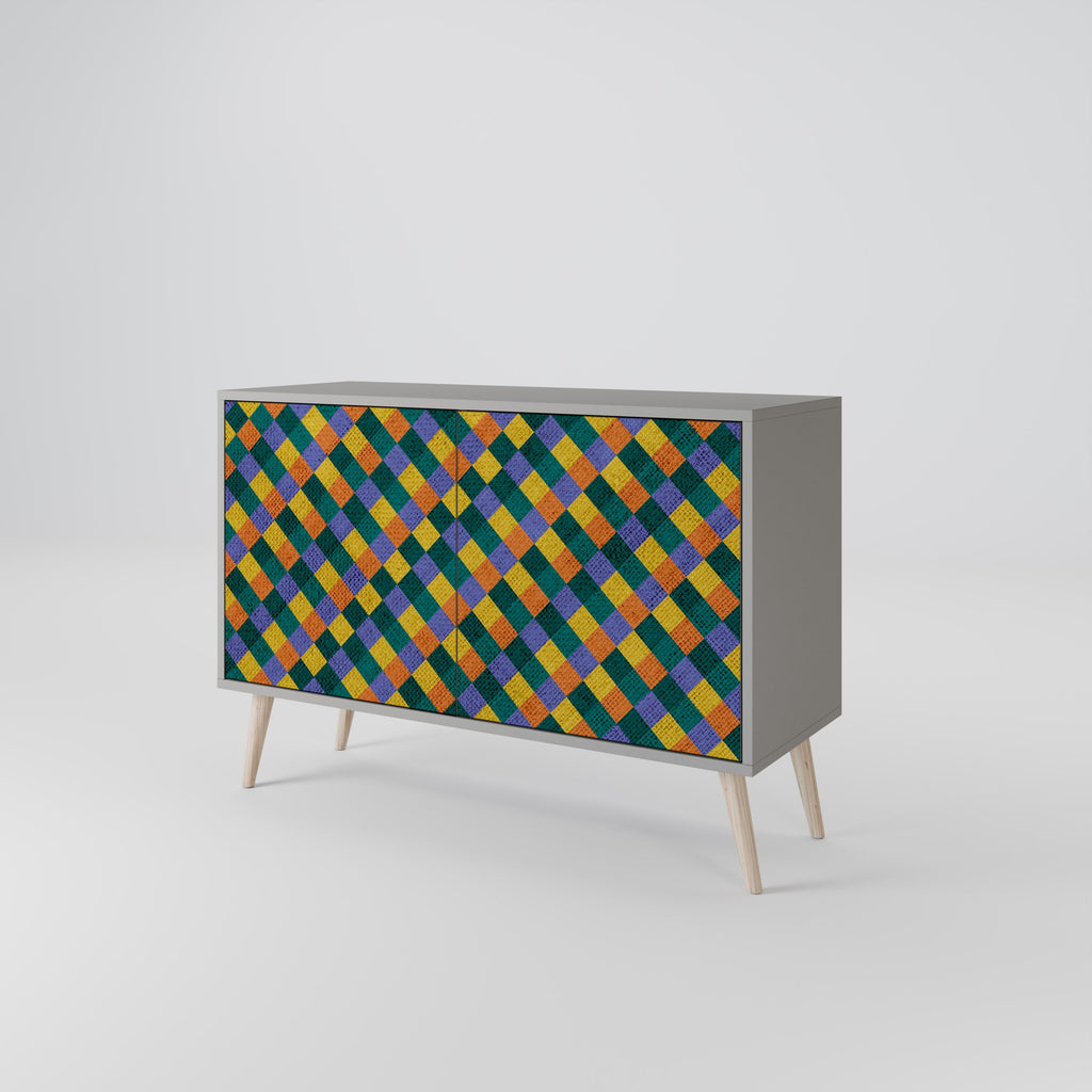 PAINTED SQUARES MIX Sideboard mit 2 Türen in Grau