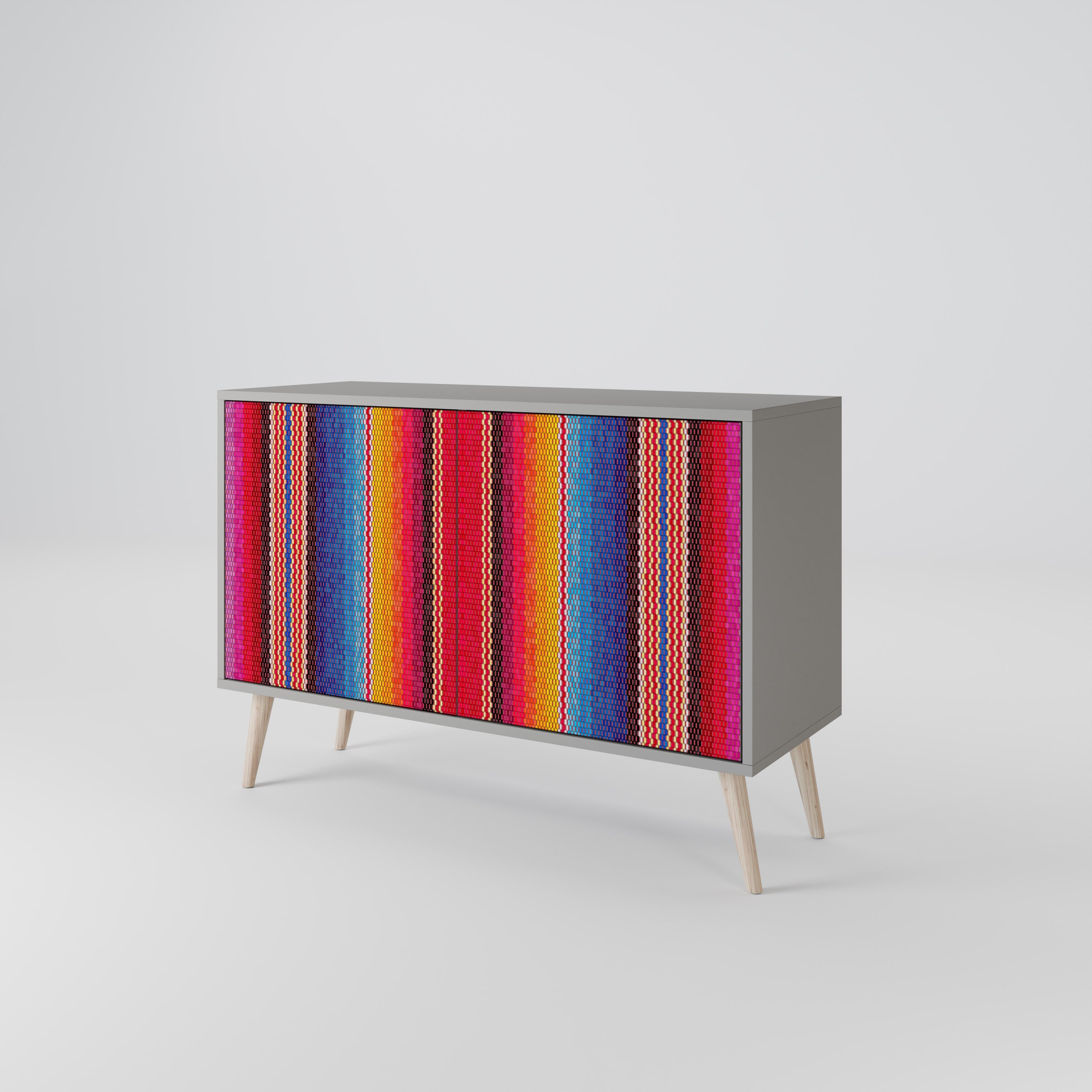 ETHNIC MEXICAN Sideboard mit 2 Türen in Grau