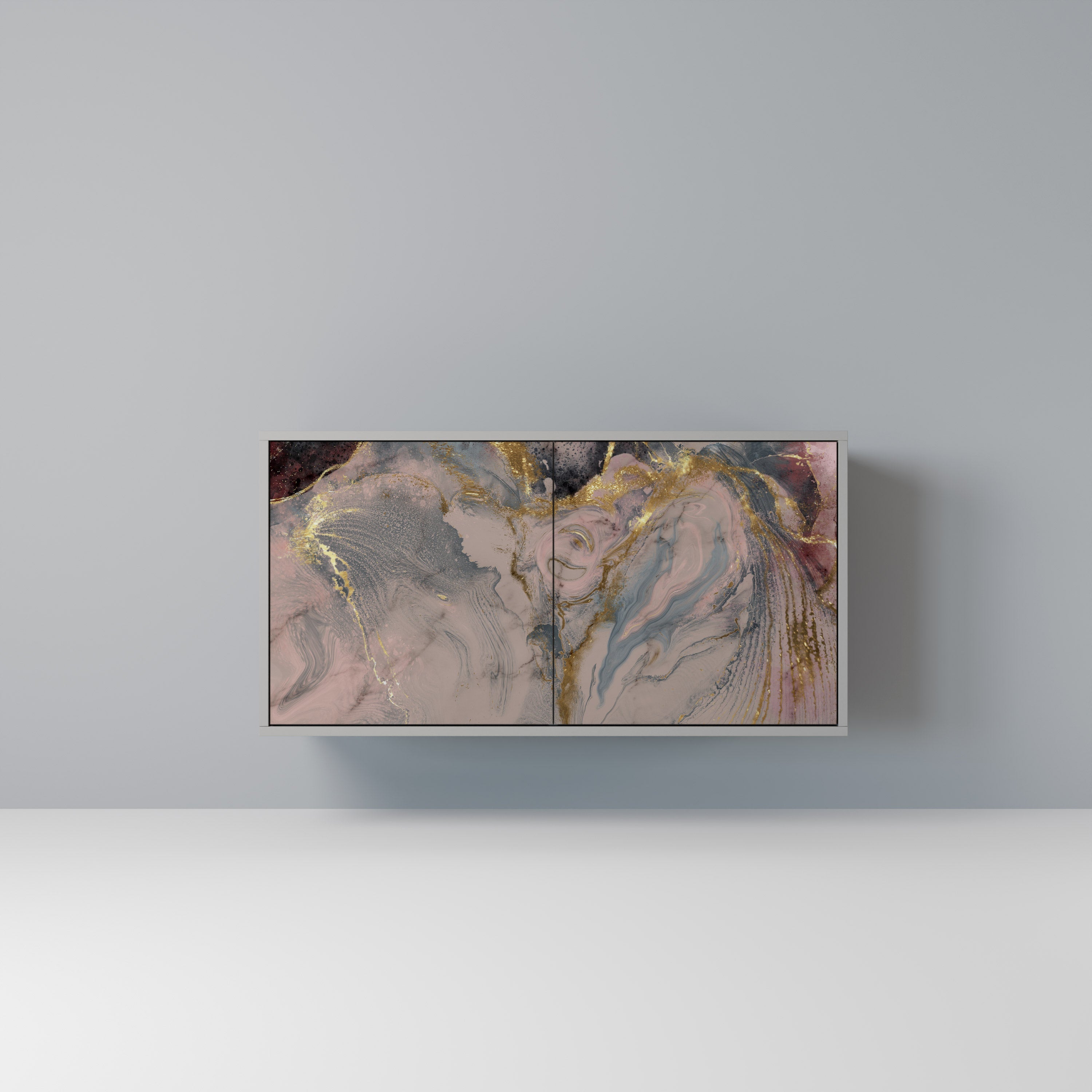 GILDED SWIRLS Sideboard mit 2 Türen in Grau