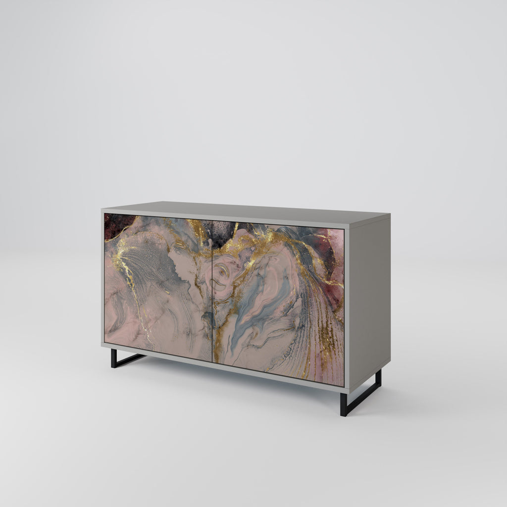 GILDED SWIRLS Sideboard mit 2 Türen in Grau