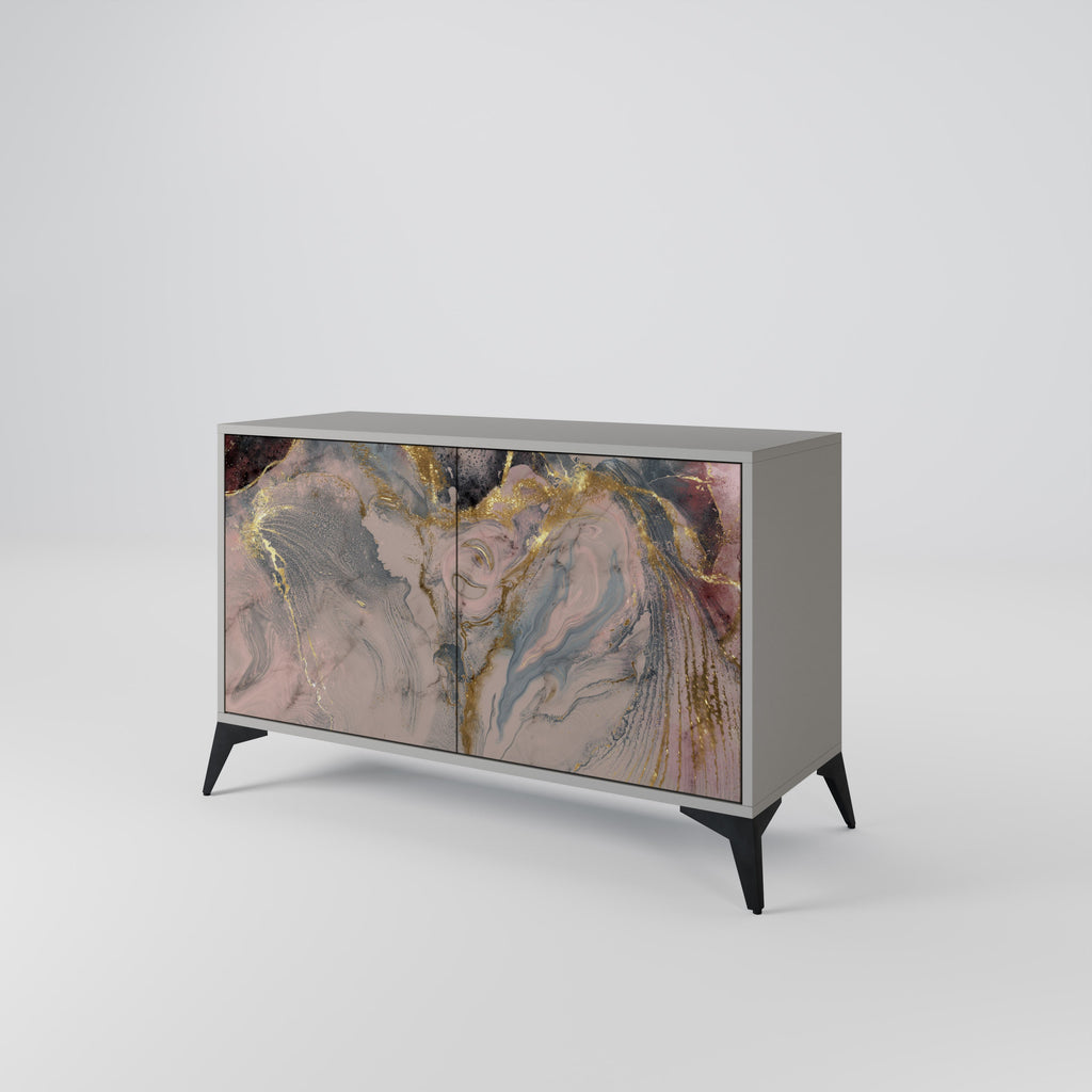 GILDED SWIRLS Sideboard mit 2 Türen in Grau