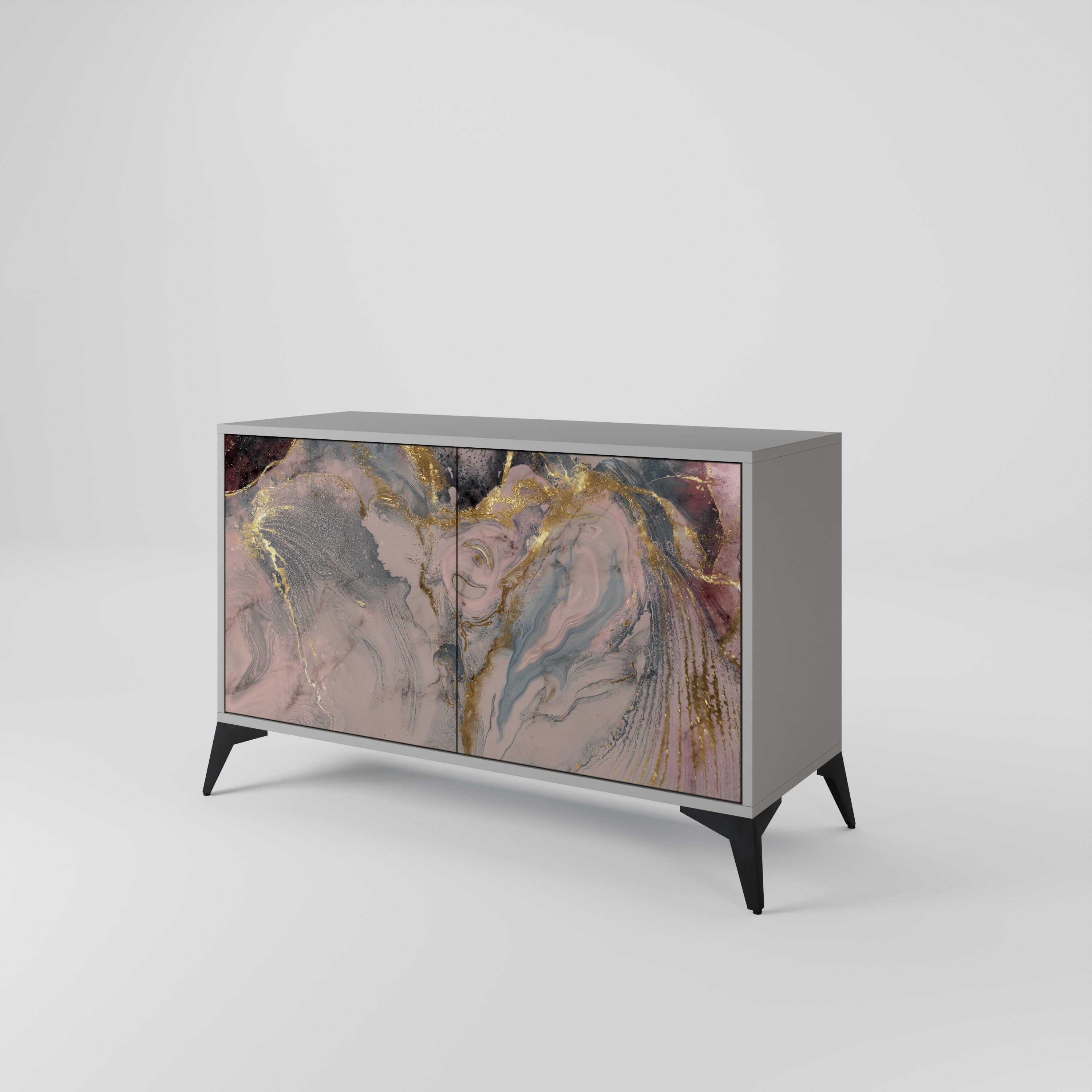 GILDED SWIRLS Sideboard mit 2 Türen in Grau