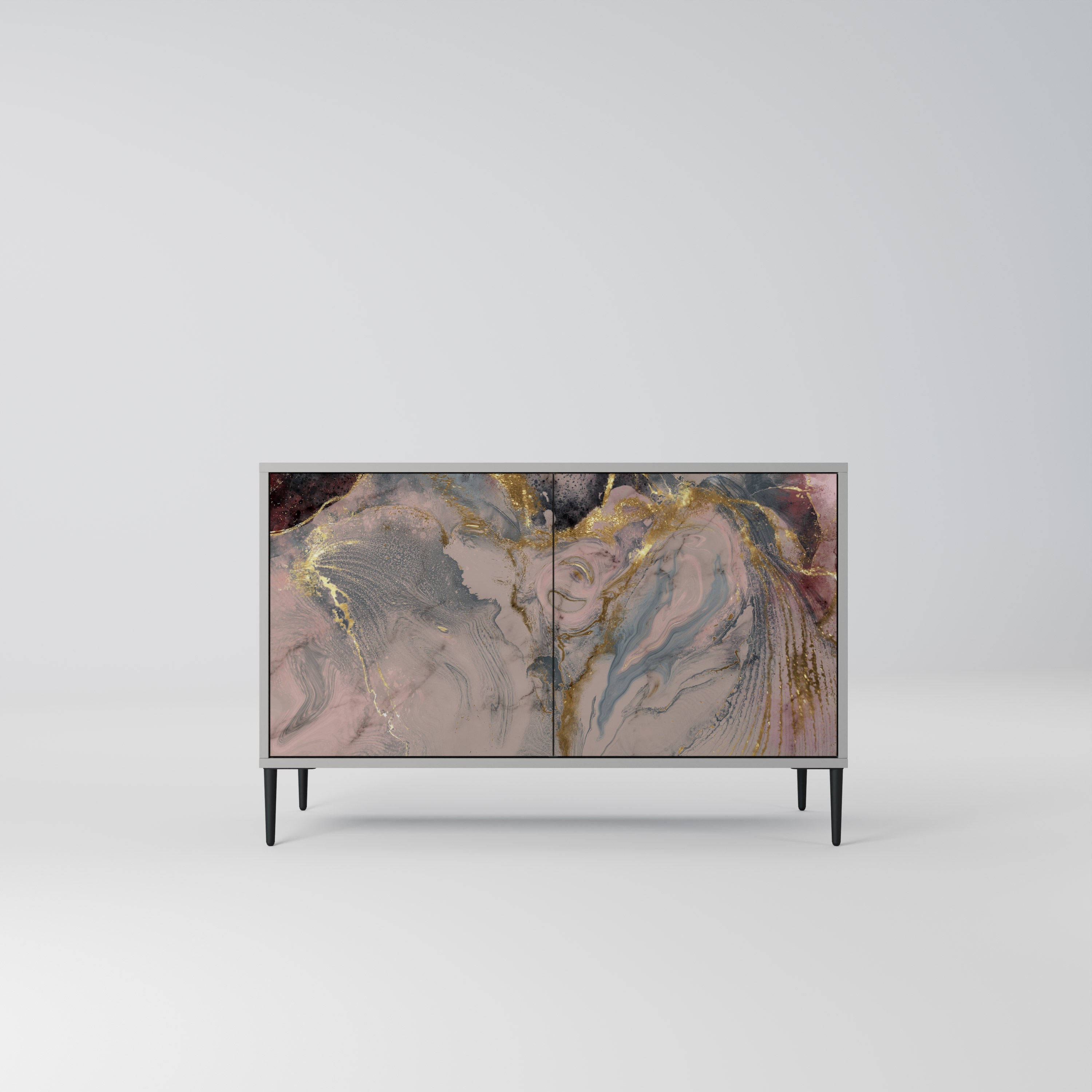 GILDED SWIRLS Sideboard mit 2 Türen in Grau