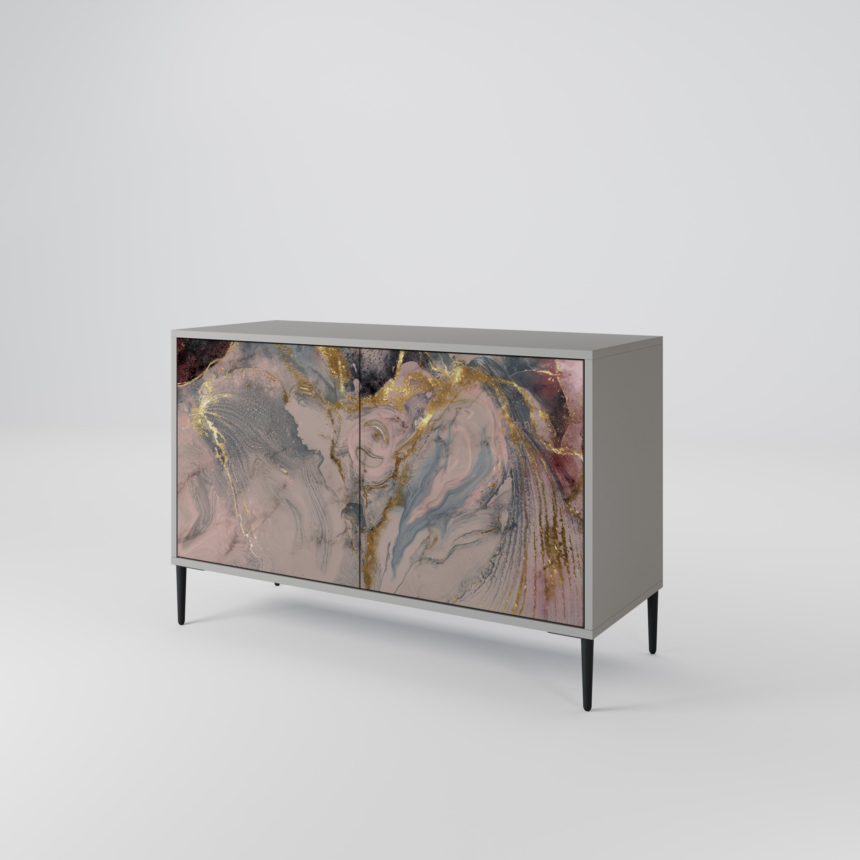 GILDED SWIRLS Sideboard mit 2 Türen in Grau