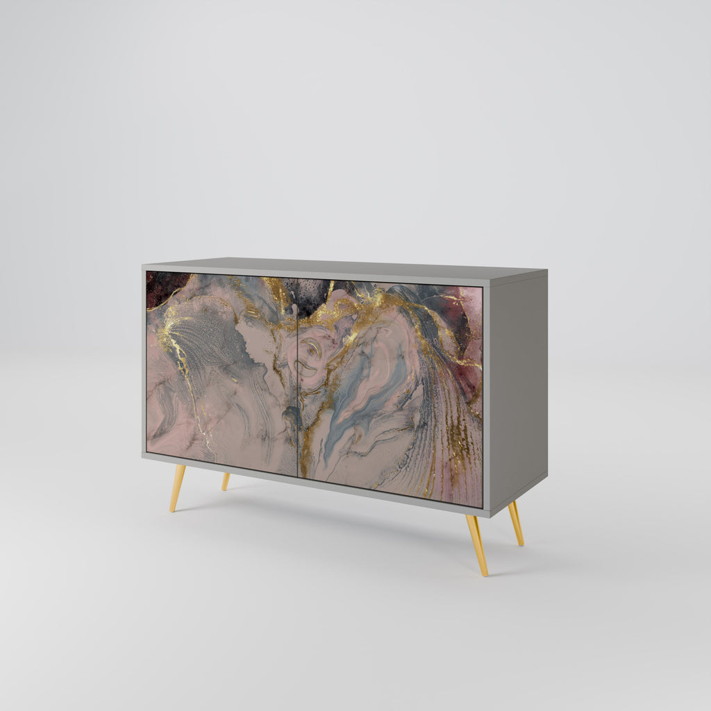 GILDED SWIRLS Sideboard mit 2 Türen in Grau