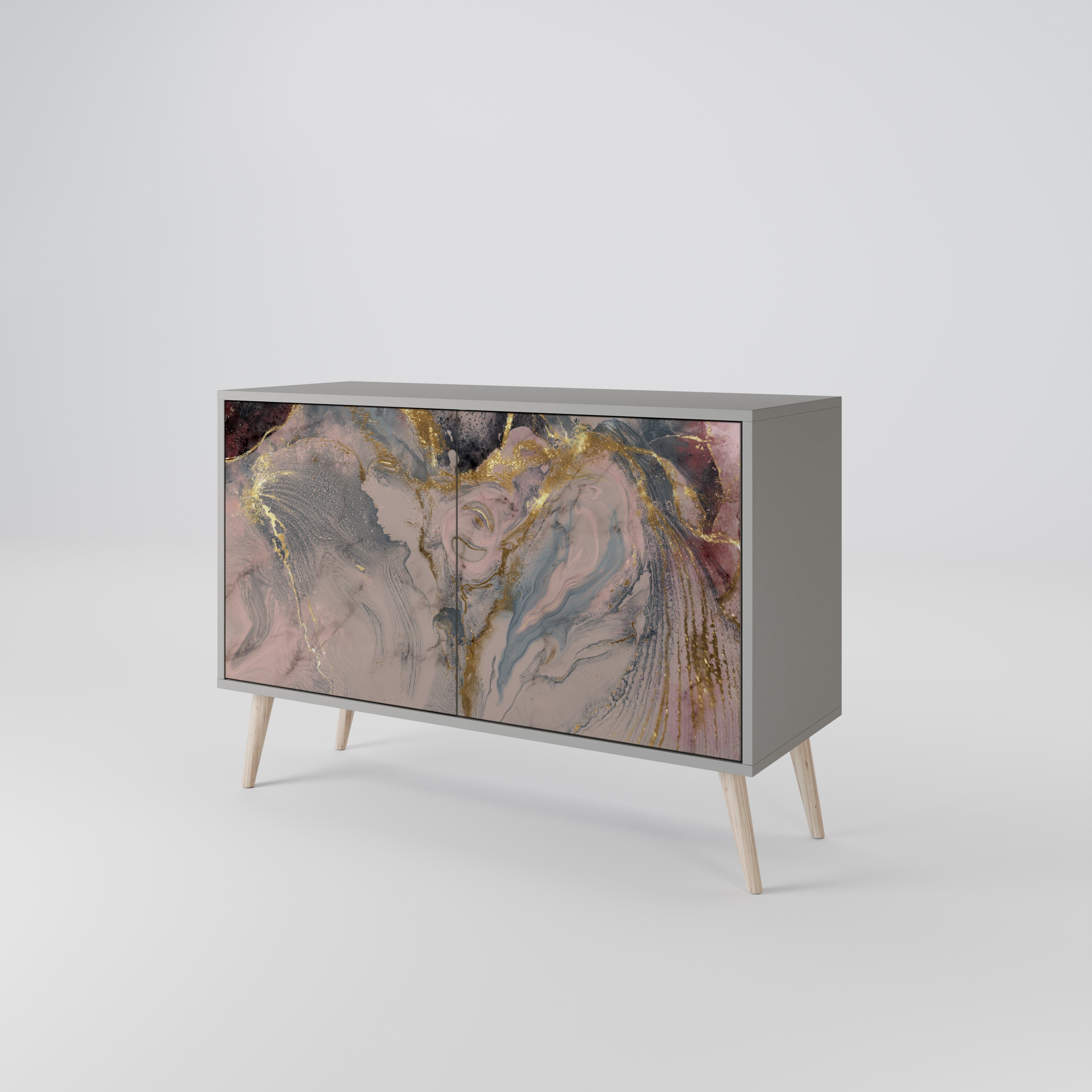 GILDED SWIRLS Sideboard mit 2 Türen in Grau