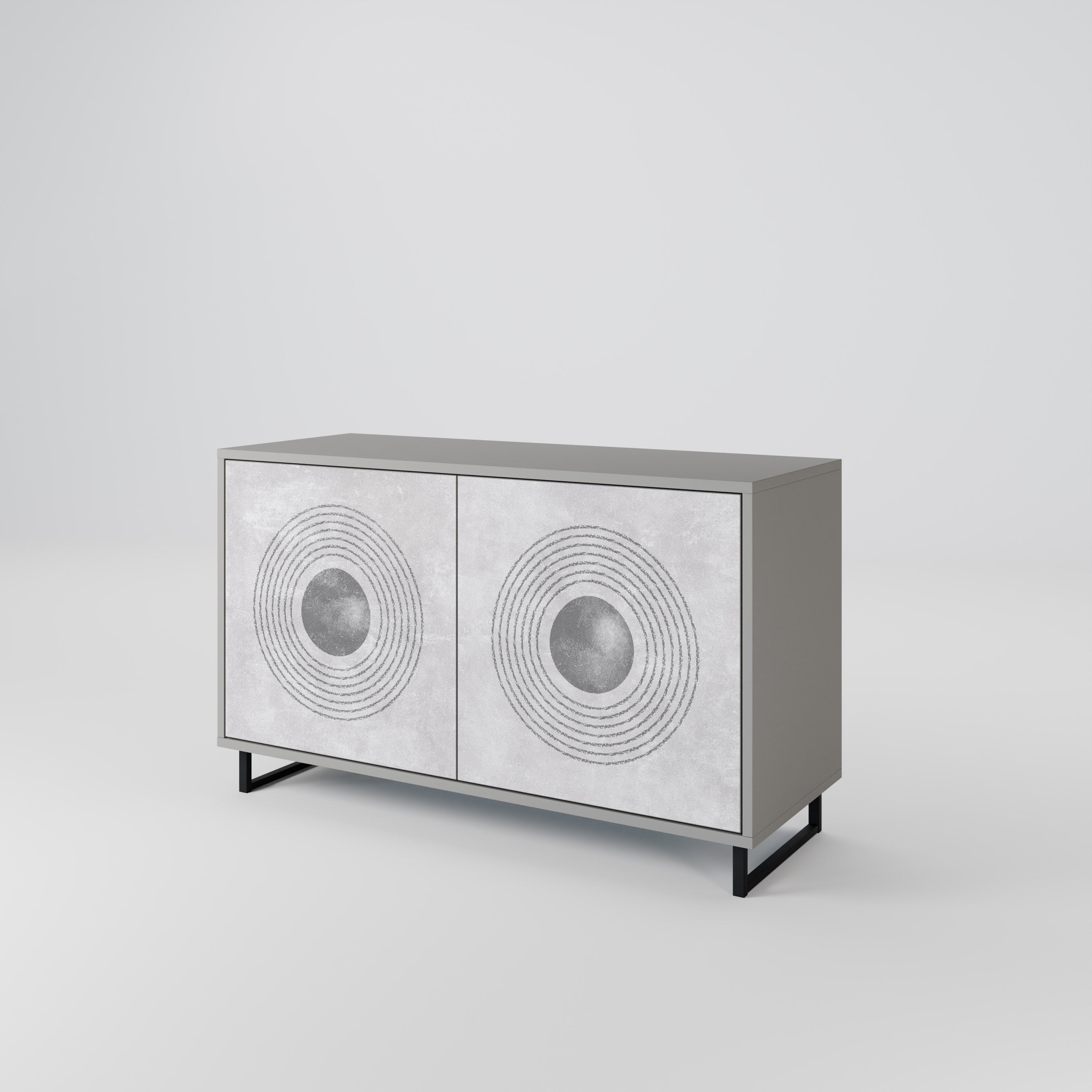SOLID CIRCLES Sideboard mit 2 Türen in Grau
