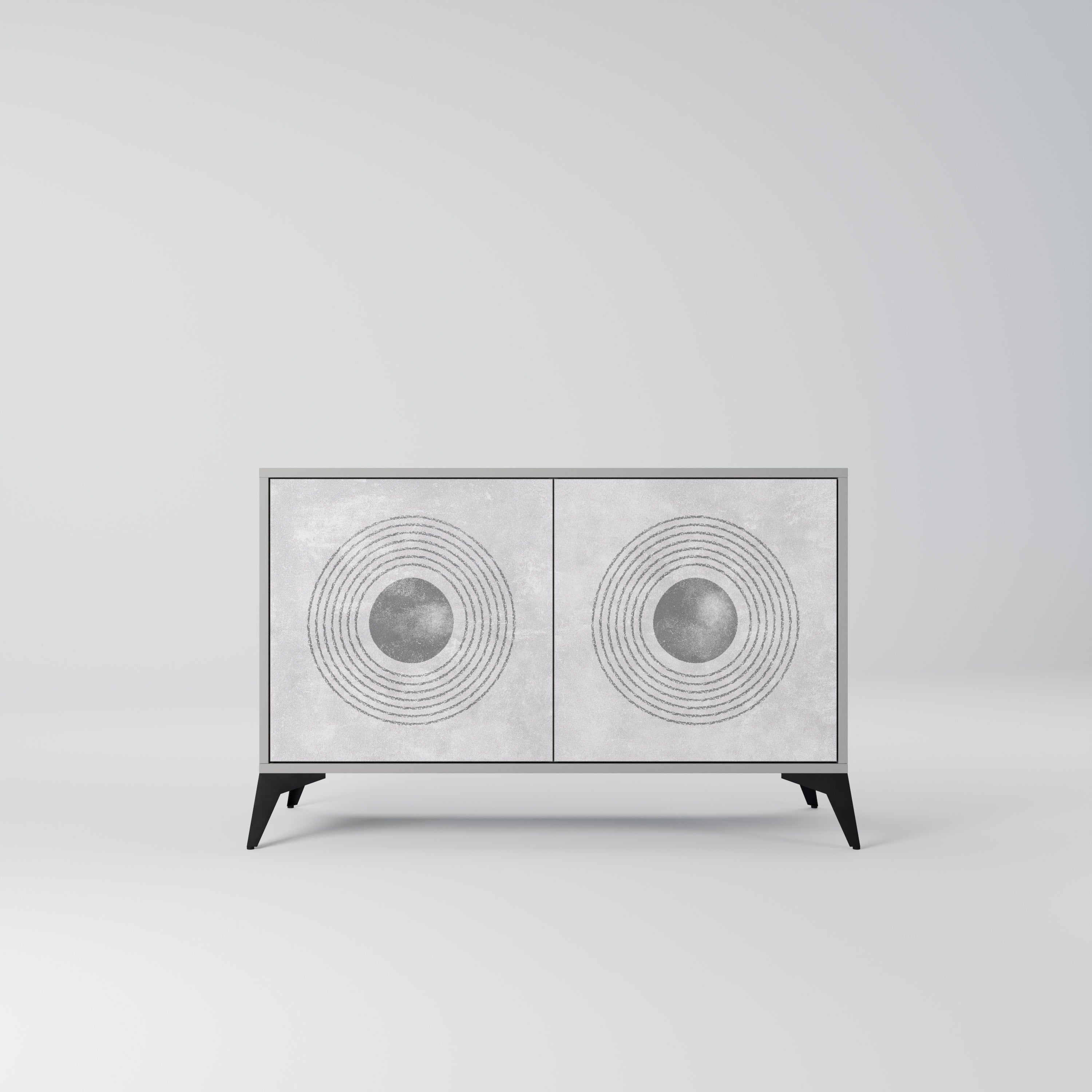 SOLID CIRCLES Sideboard mit 2 Türen in Grau