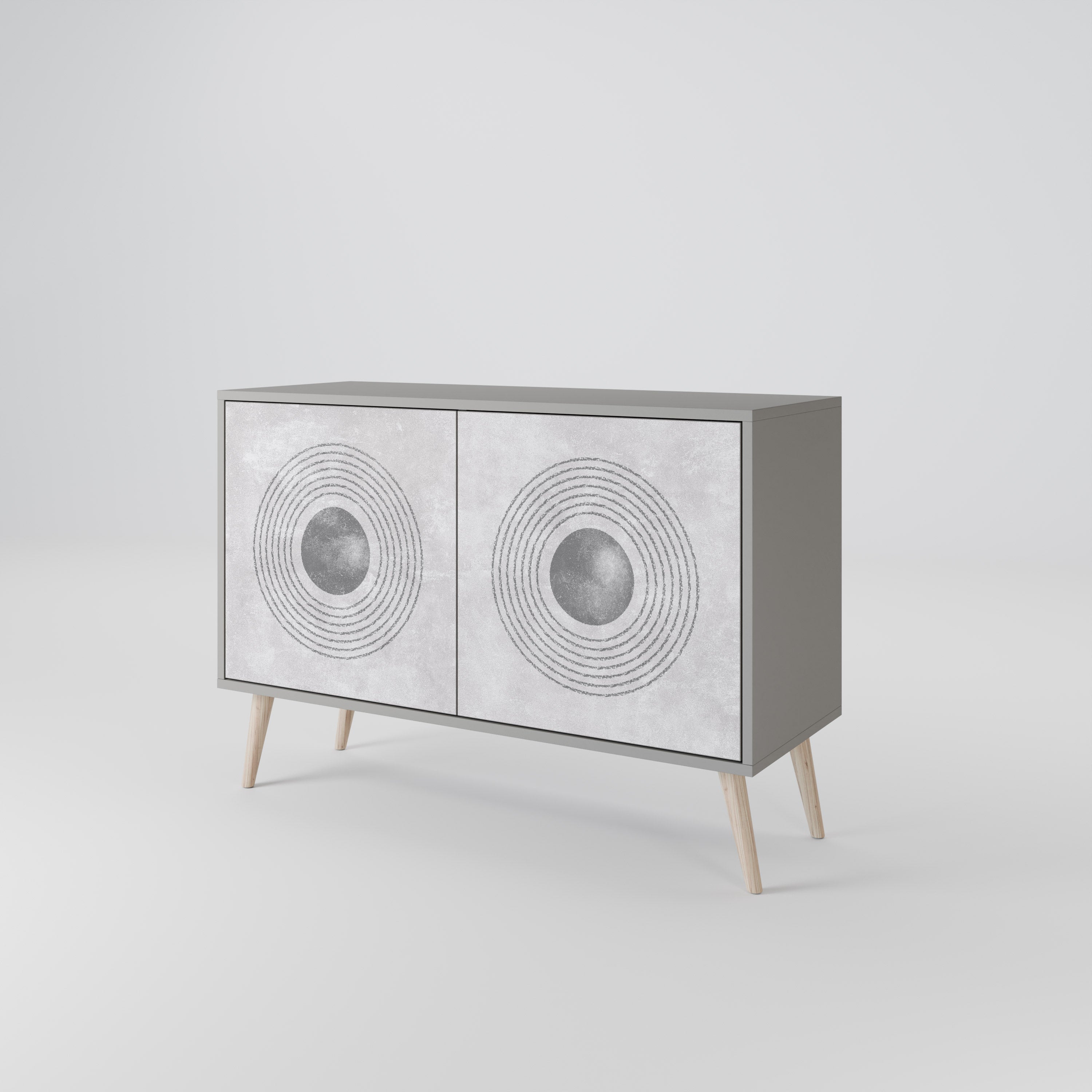 SOLID CIRCLES Sideboard mit 2 Türen in Grau