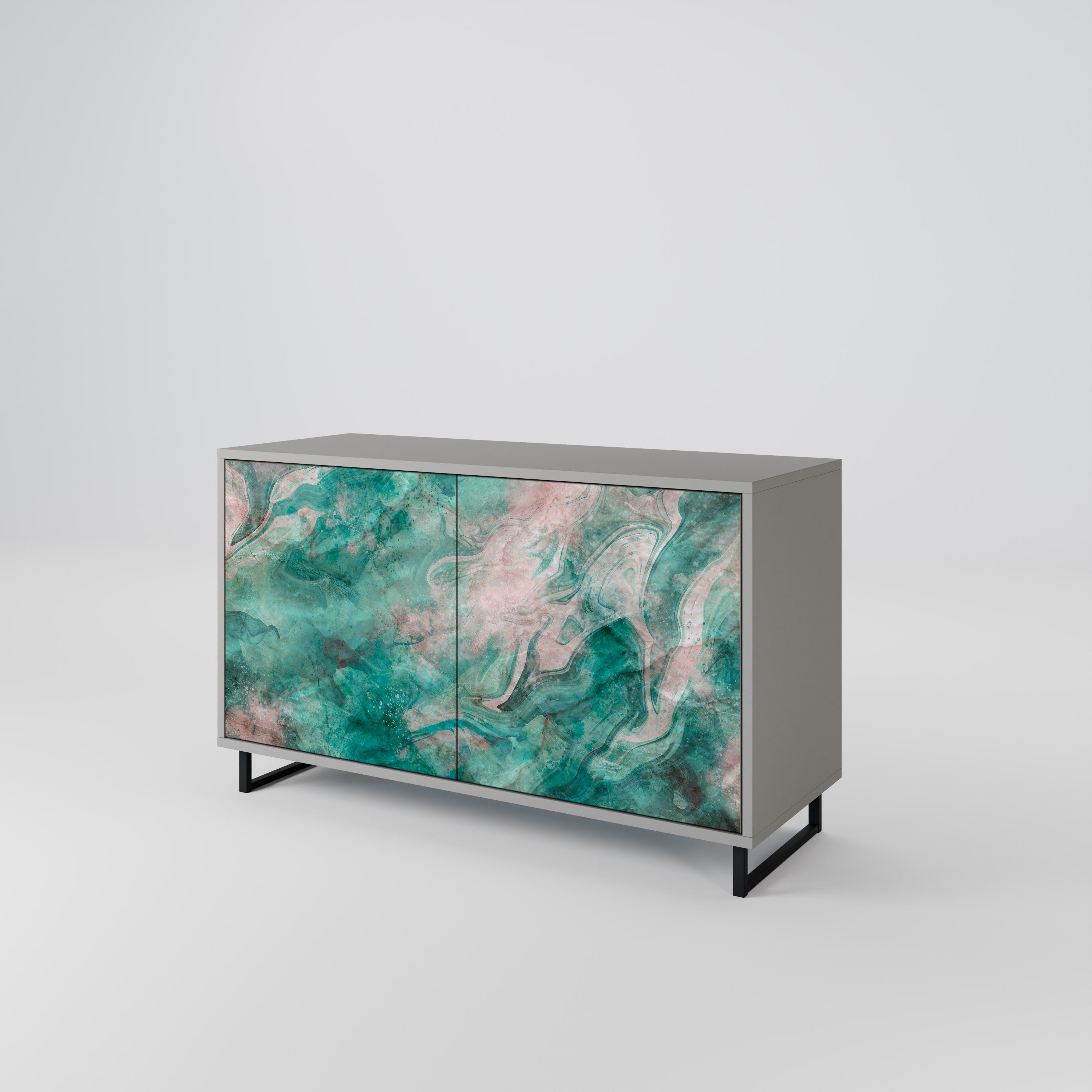 ABSTRACT ALCHEMY Sideboard mit 2 Türen in grauem Finish