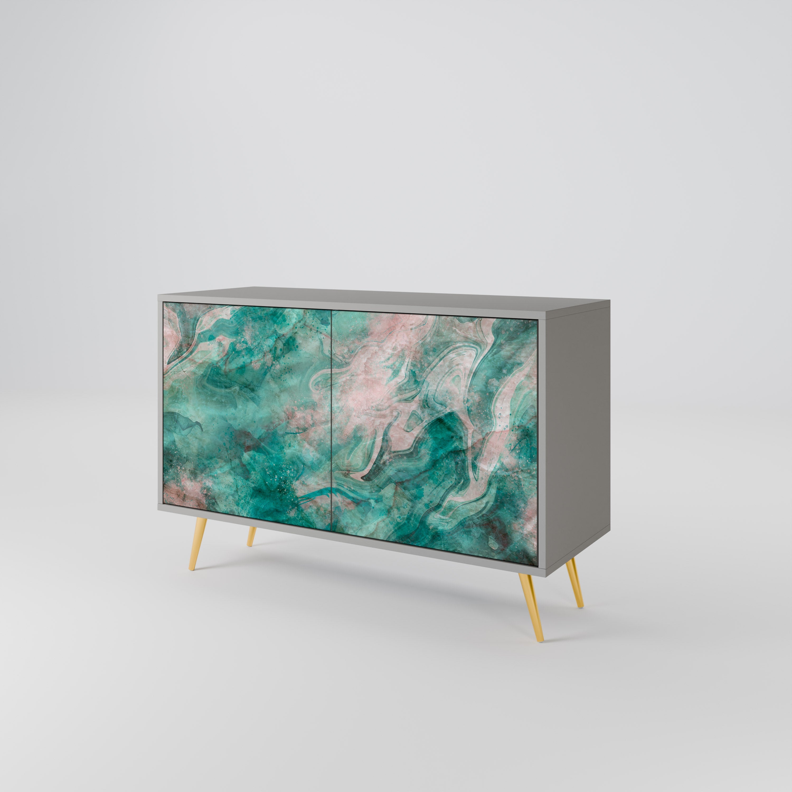 ABSTRACT ALCHEMY Sideboard mit 2 Türen in grauem Finish