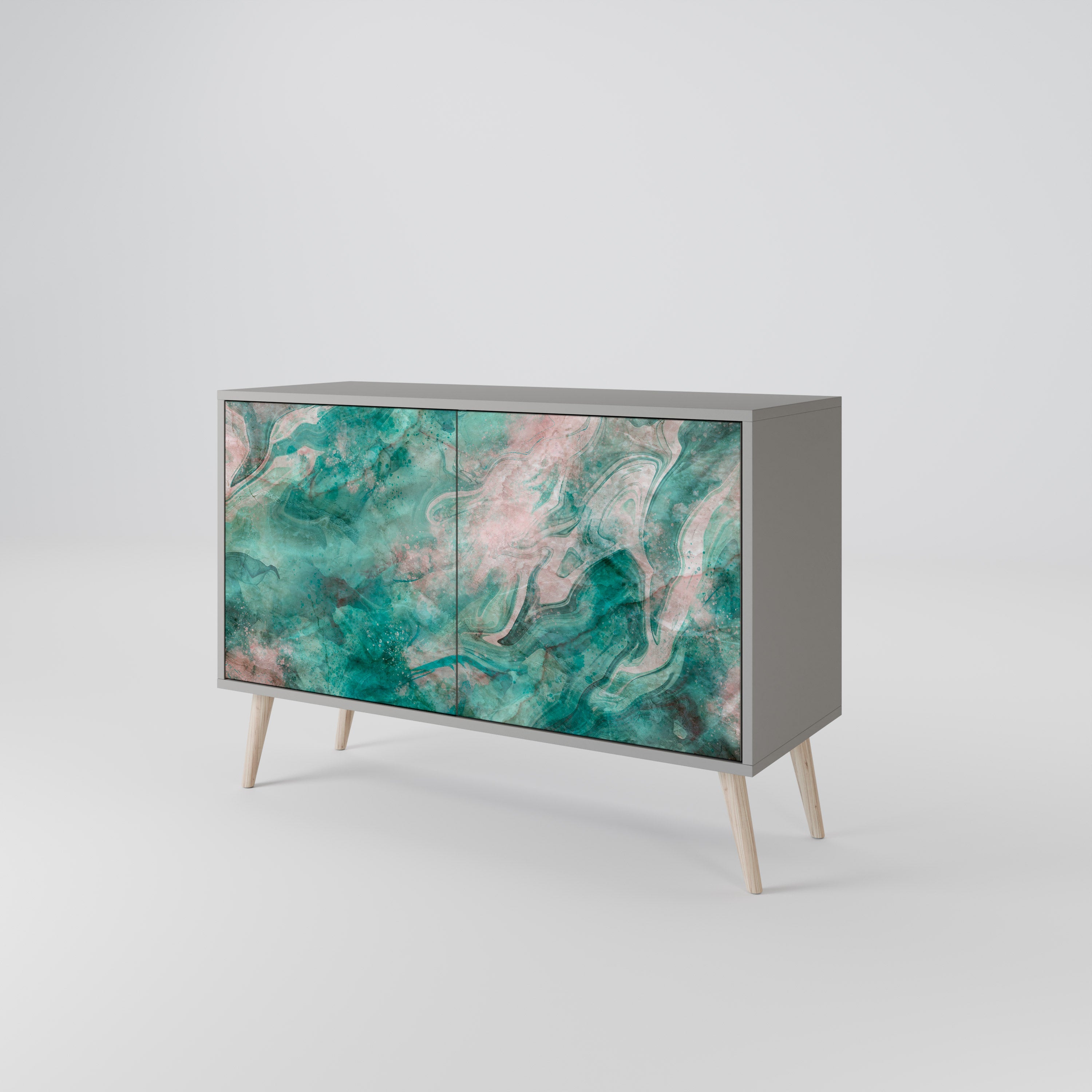 ABSTRACT ALCHEMY Sideboard mit 2 Türen in grauem Finish