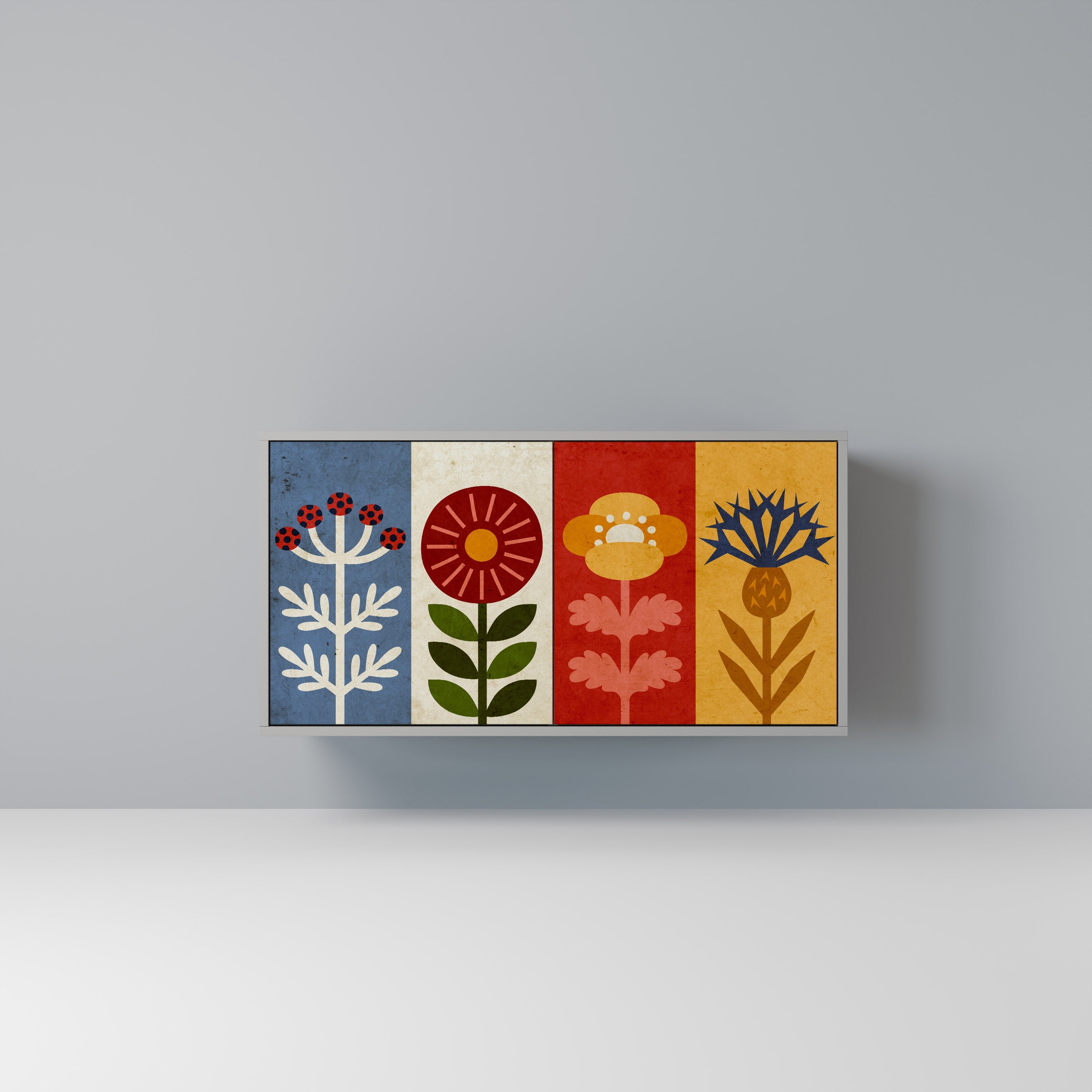 SCANDIC FLOWERET Sideboard mit 2 Türen in Grau