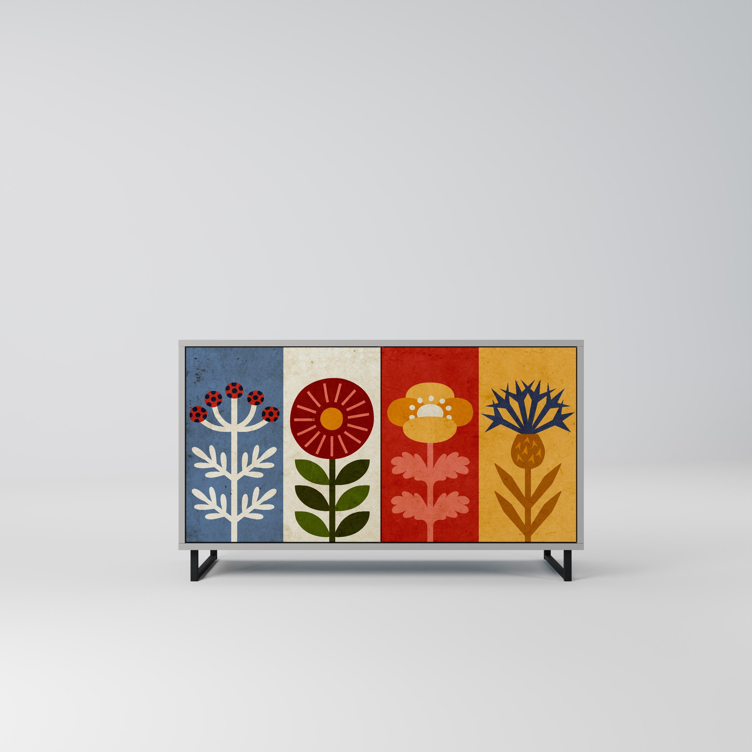 SCANDIC FLOWERET Sideboard mit 2 Türen in Grau