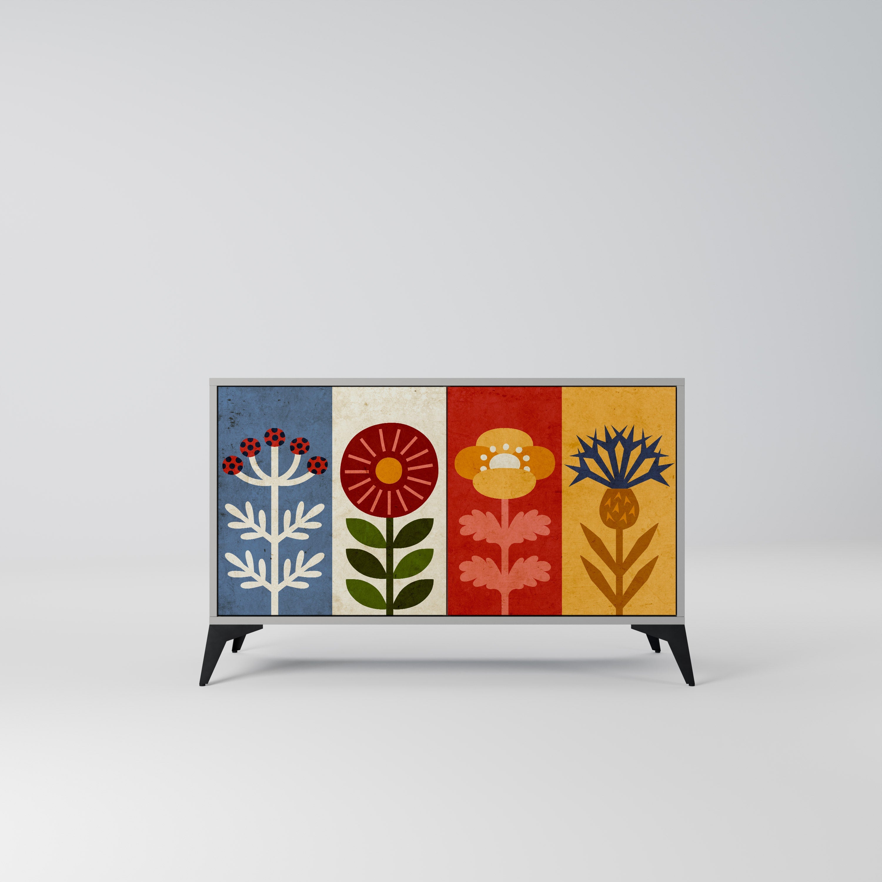 SCANDIC FLOWERET Sideboard mit 2 Türen in Grau