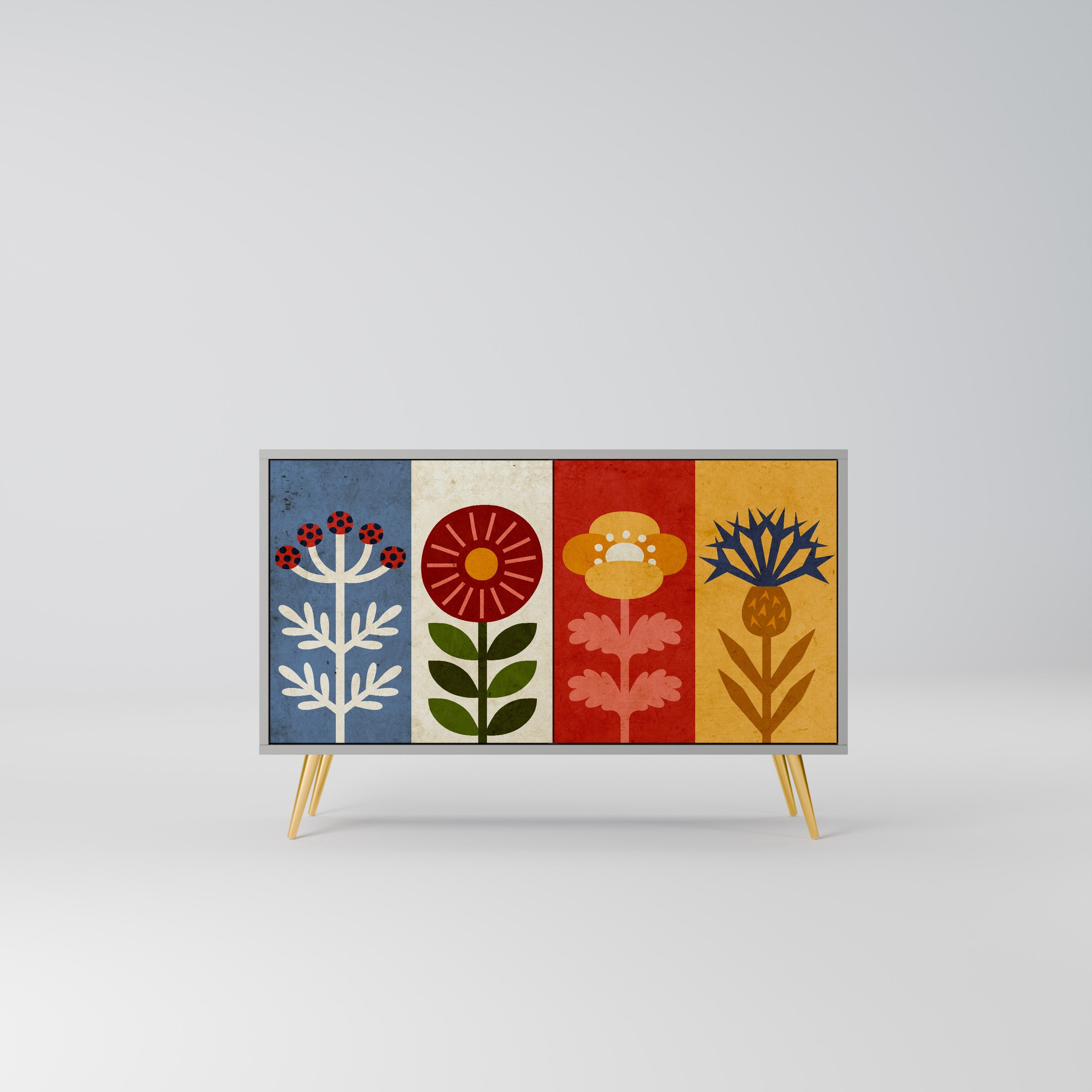 SCANDIC FLOWERET Sideboard mit 2 Türen in Grau