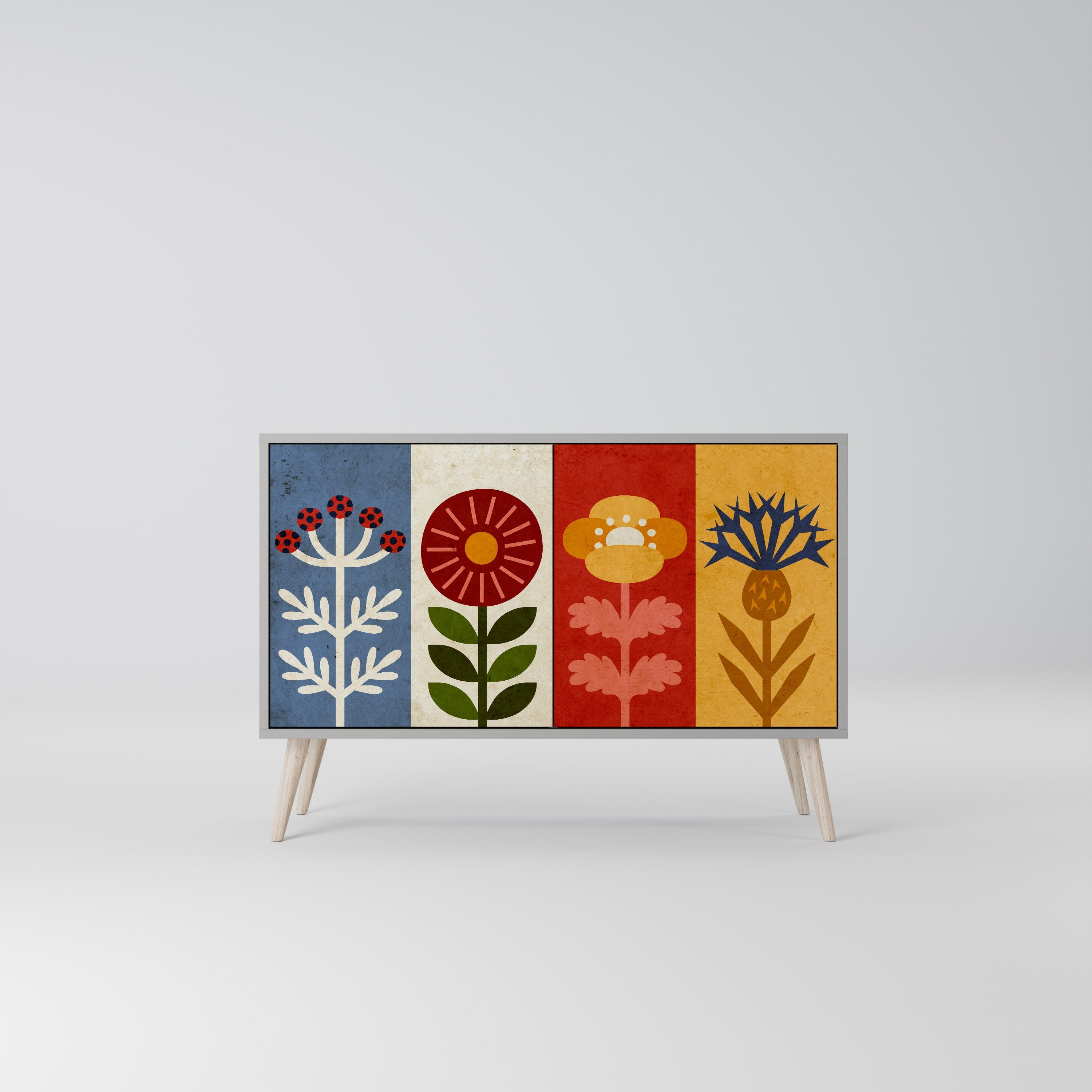 SCANDIC FLOWERET Sideboard mit 2 Türen in Grau