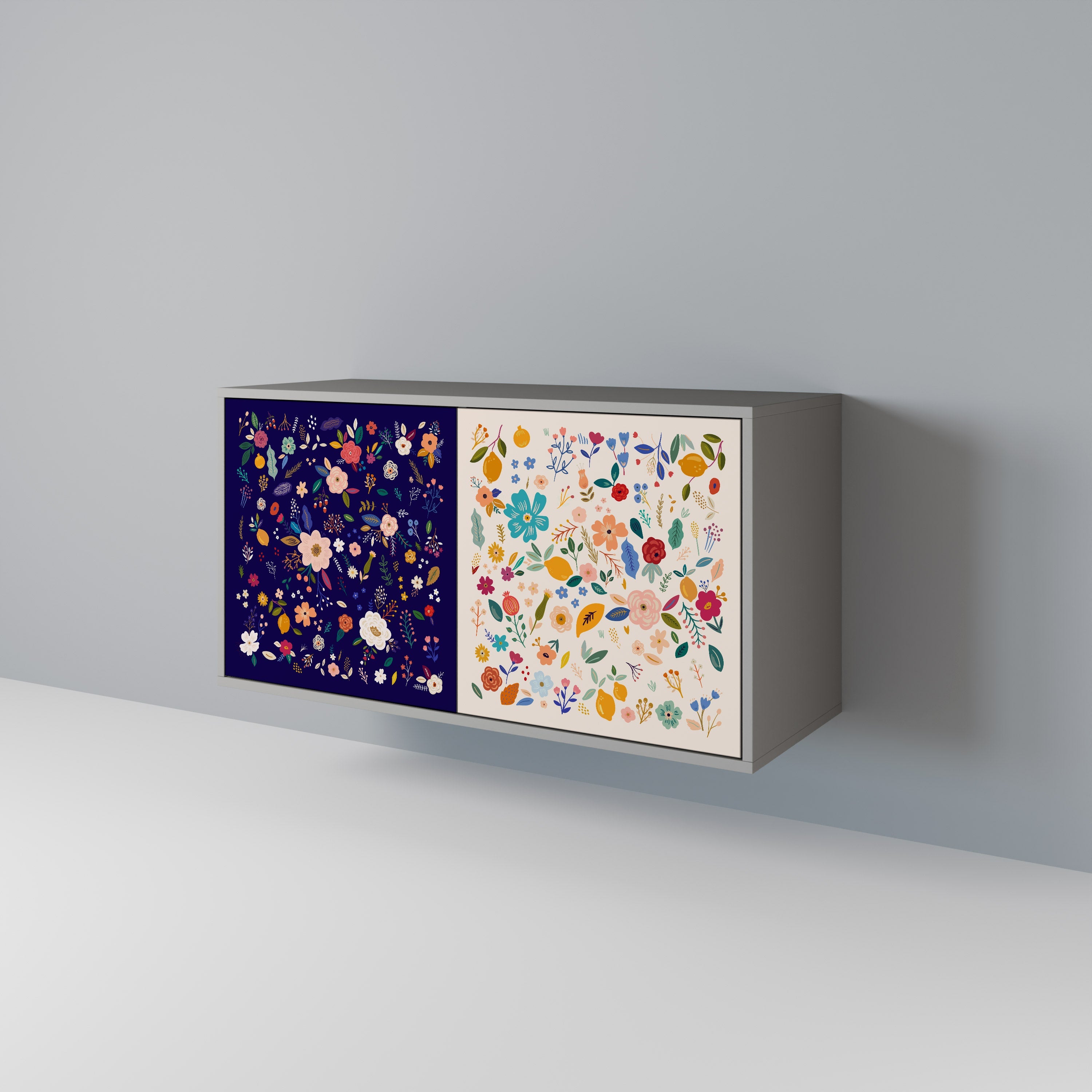 FLORAL COMBINATION Sideboard mit 2 Türen in Grau