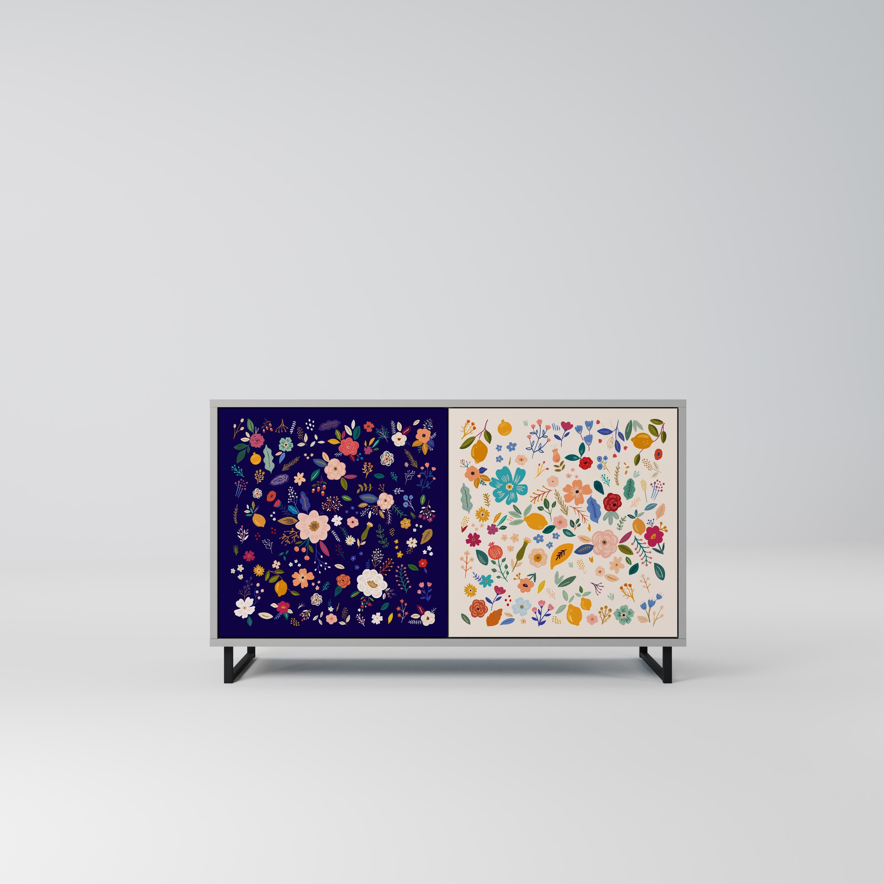 FLORAL COMBINATION Sideboard mit 2 Türen in Grau