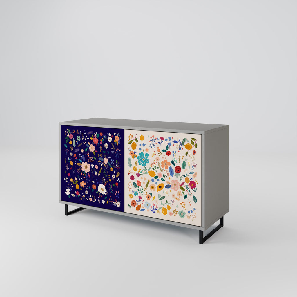 FLORAL COMBINATION Sideboard mit 2 Türen in Grau