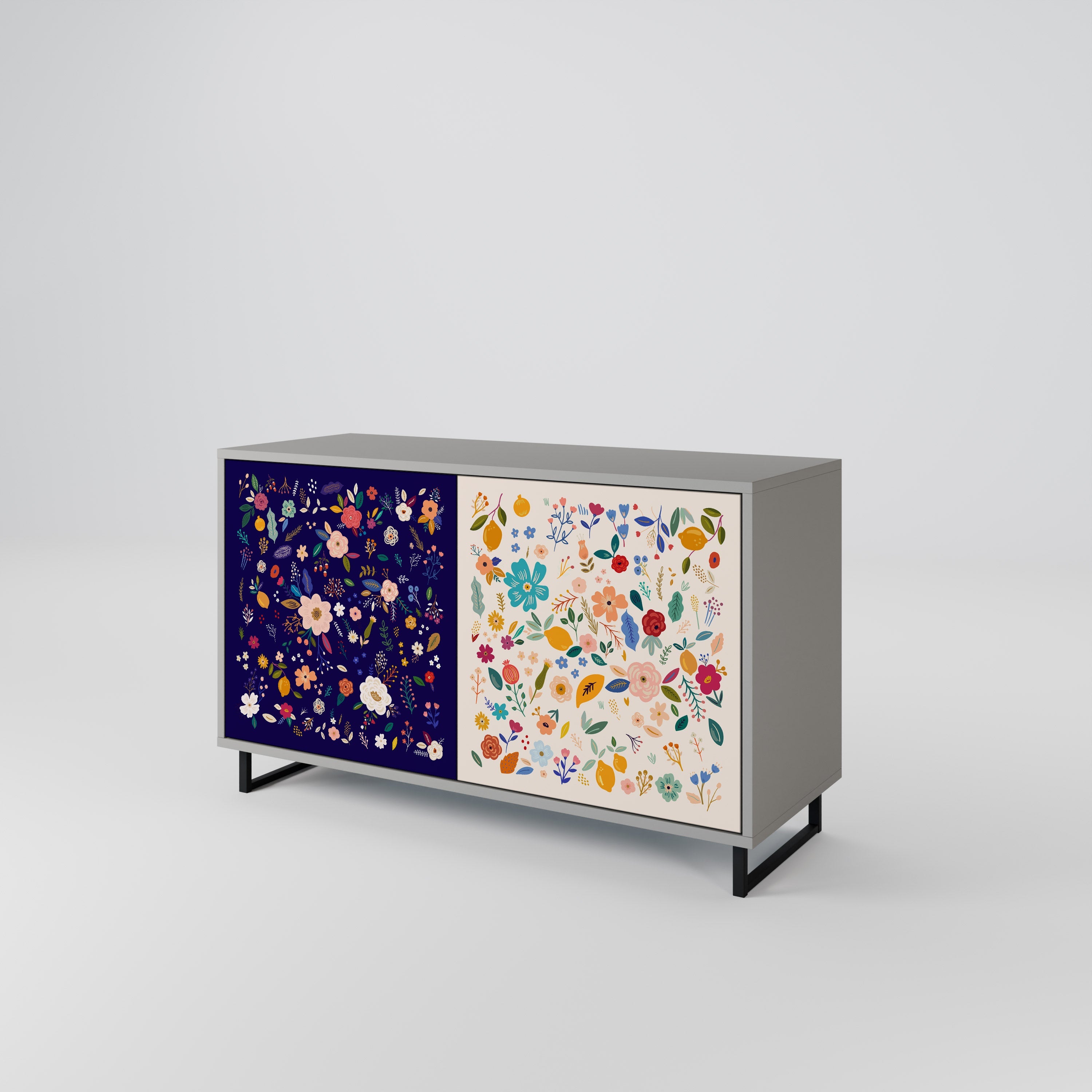 FLORAL COMBINATION Sideboard mit 2 Türen in Grau
