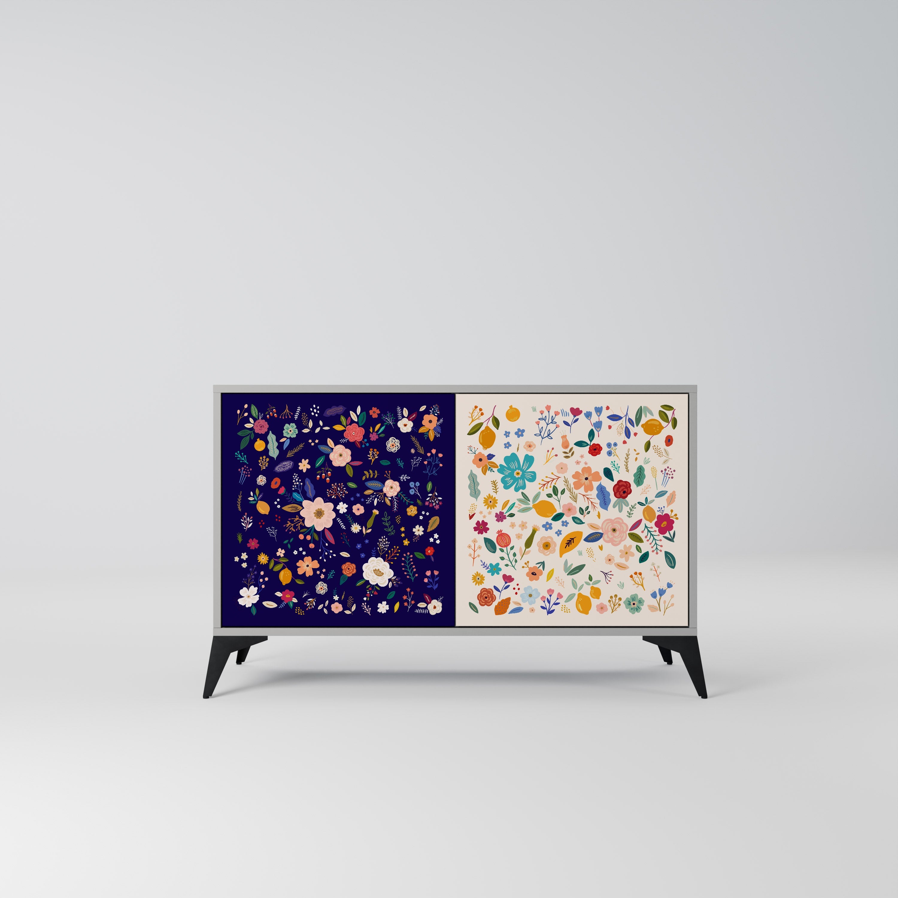 FLORAL COMBINATION Sideboard mit 2 Türen in Grau