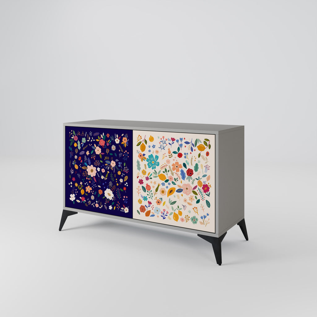 FLORAL COMBINATION Sideboard mit 2 Türen in Grau