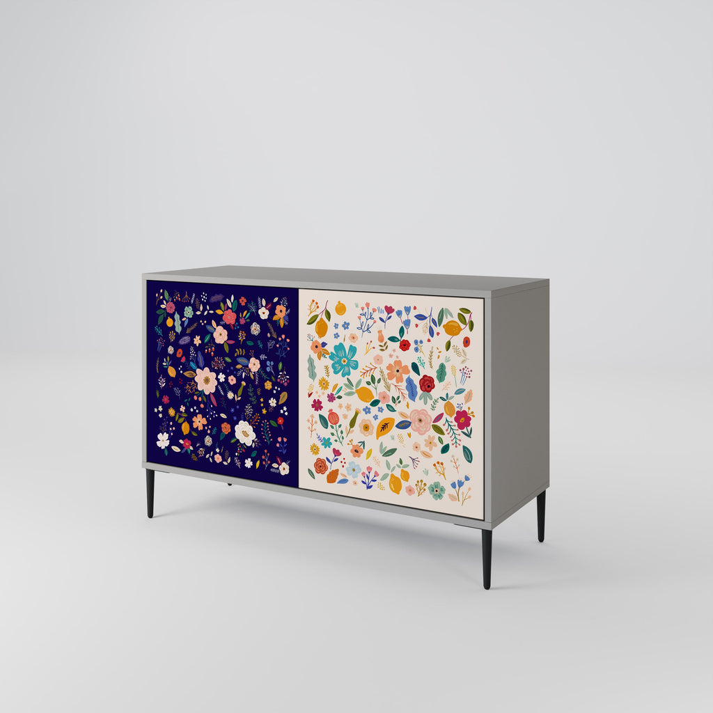 FLORAL COMBINATION Sideboard mit 2 Türen in Grau